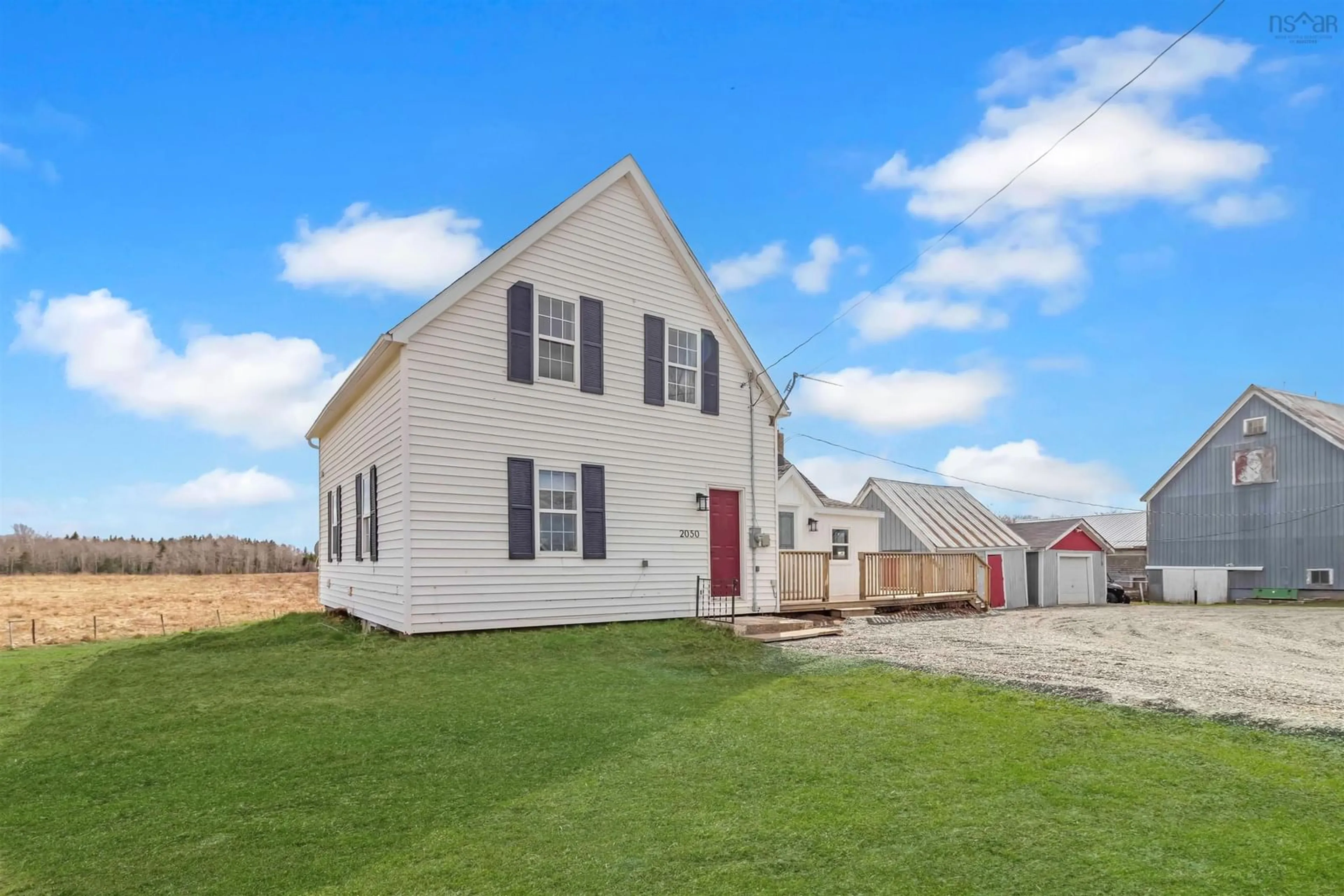 Home with vinyl exterior material, street for 2050 Indian Rd, Macphees Corner Nova Scotia B0N 2H0