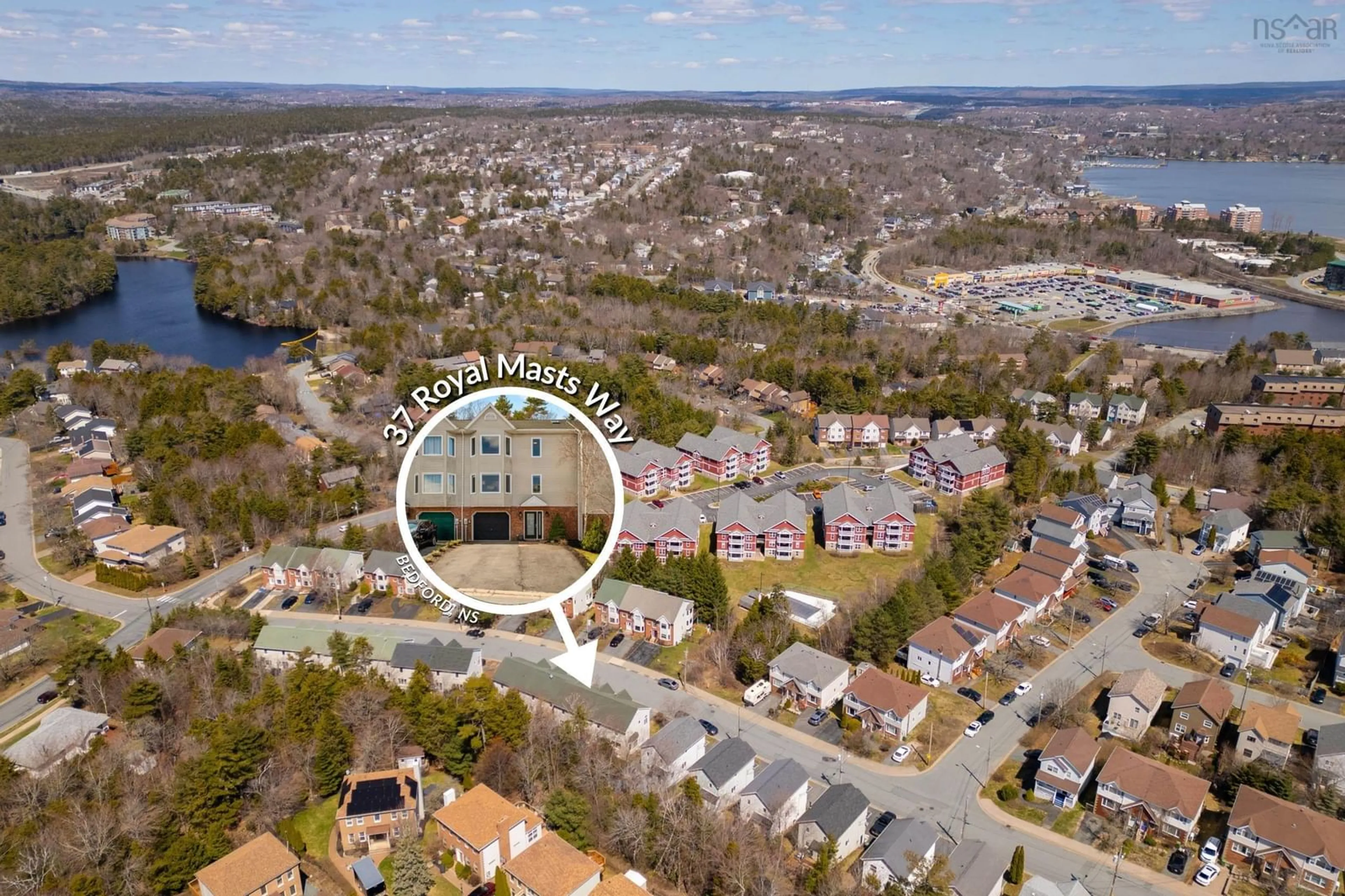 A pic from outside/outdoor area/front of a property/back of a property/a pic from drone, water/lake/river/ocean view for 37 Royal Masts Way, Bedford Nova Scotia B4A 4B1
