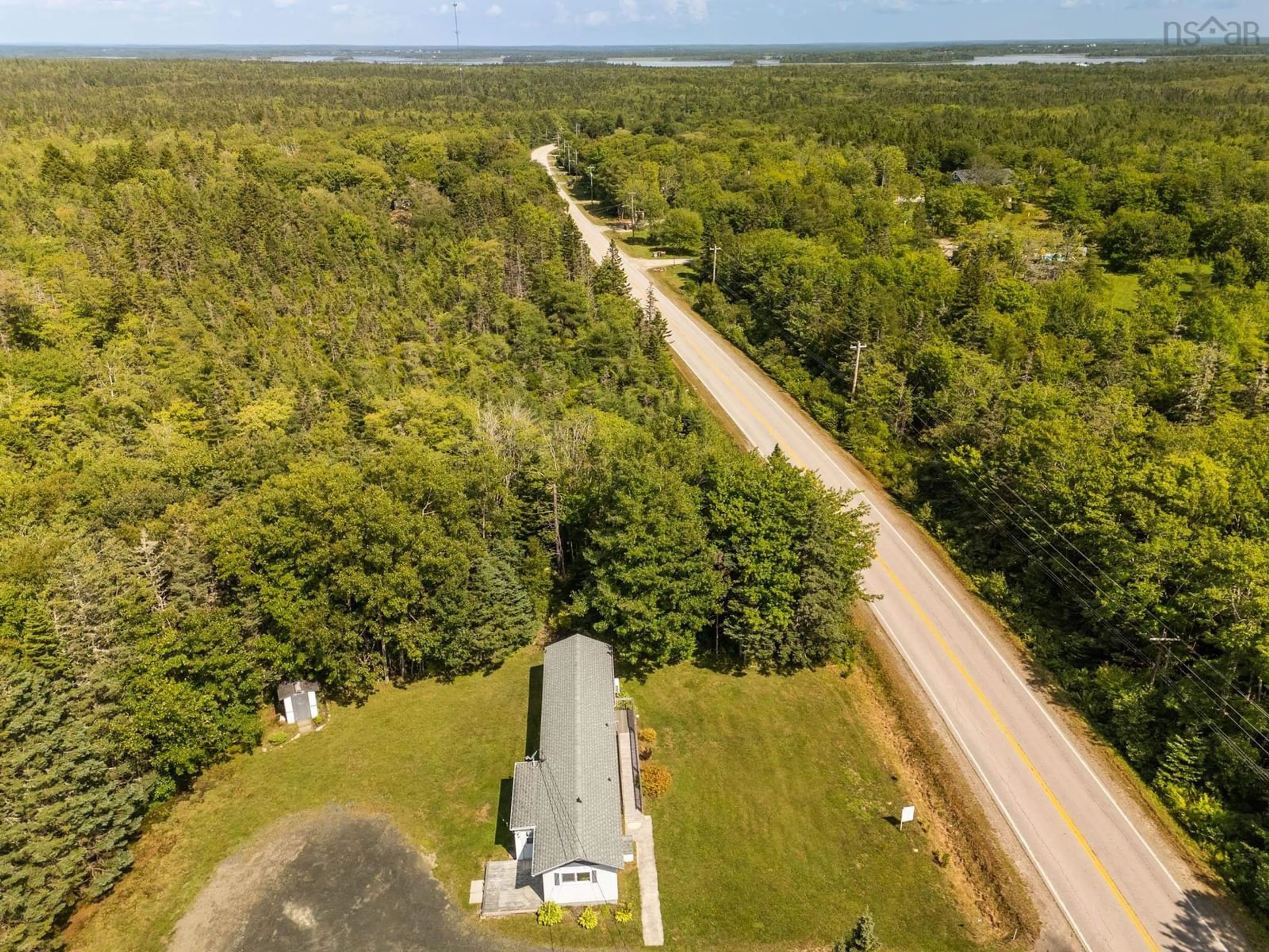 A pic from outside/outdoor area/front of a property/back of a property/a pic from drone, forest/trees view for 337 Highway 334, Arcadia Nova Scotia B0W 1B0