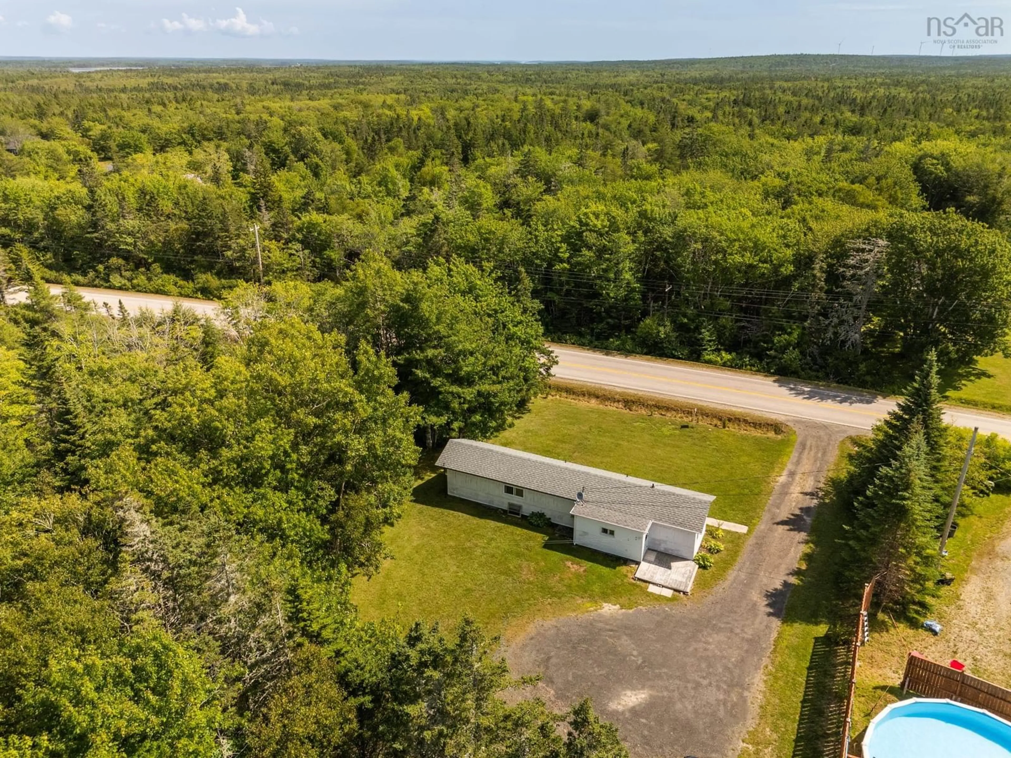 A pic from outside/outdoor area/front of a property/back of a property/a pic from drone, forest/trees view for 337 Highway 334, Arcadia Nova Scotia B0W 1B0