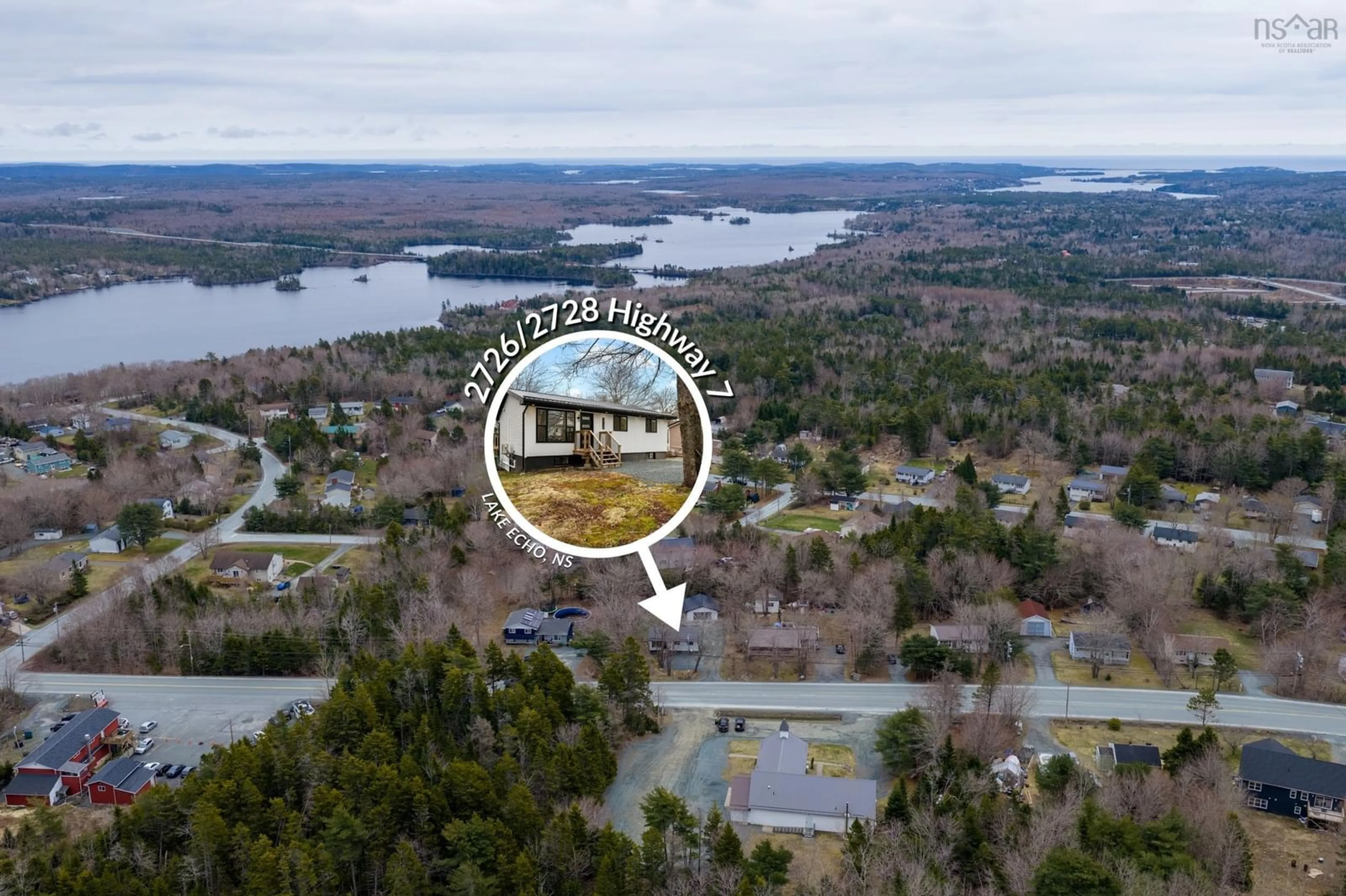 A pic from outside/outdoor area/front of a property/back of a property/a pic from drone, water/lake/river/ocean view for 2728/2726 Hwy 7 Lake Echo, Lake Echo Nova Scotia B3E 1A3