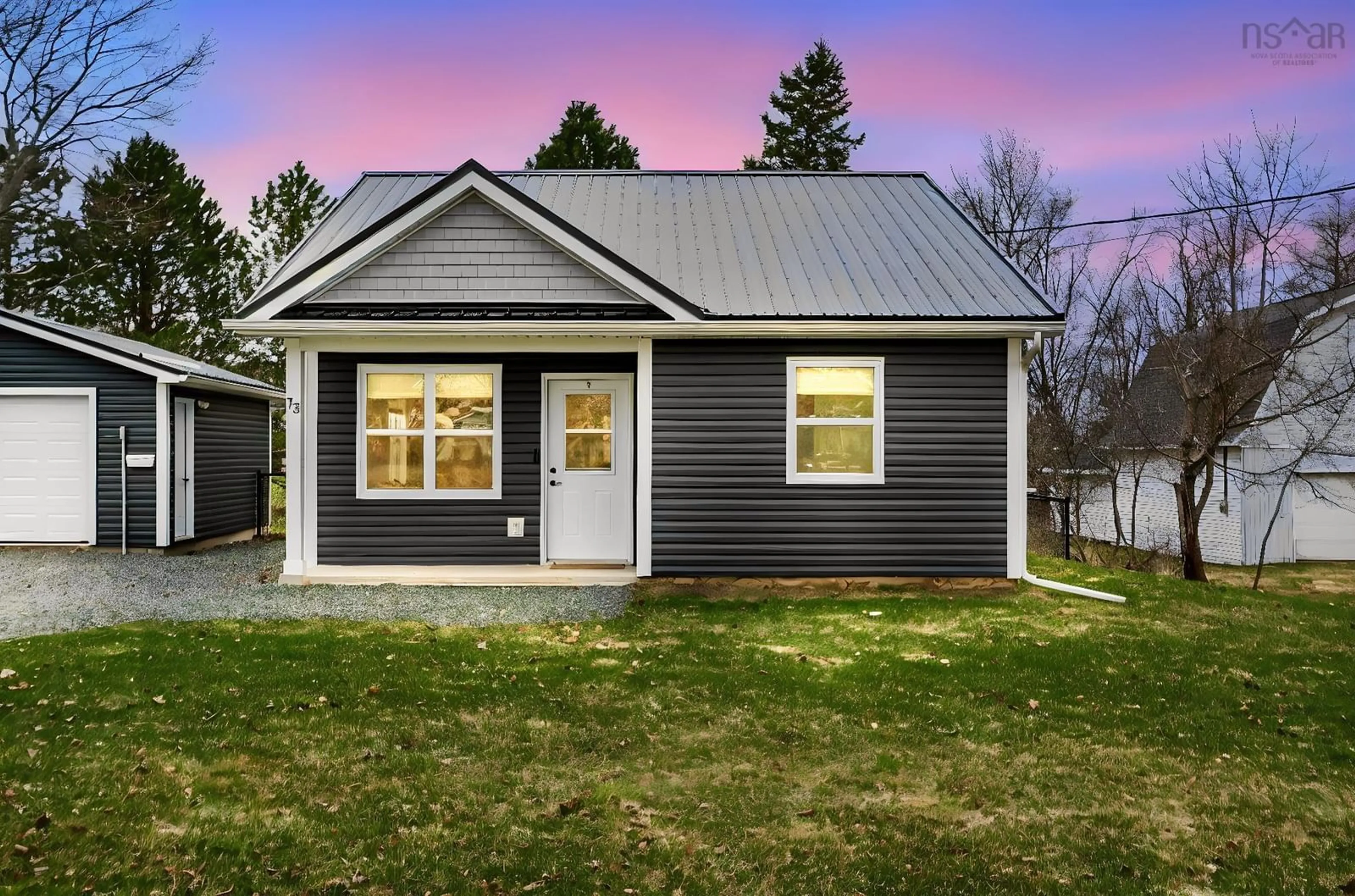 Home with vinyl exterior material, street for 73 East Court Rd, Bible Hill Nova Scotia B2N 4M7