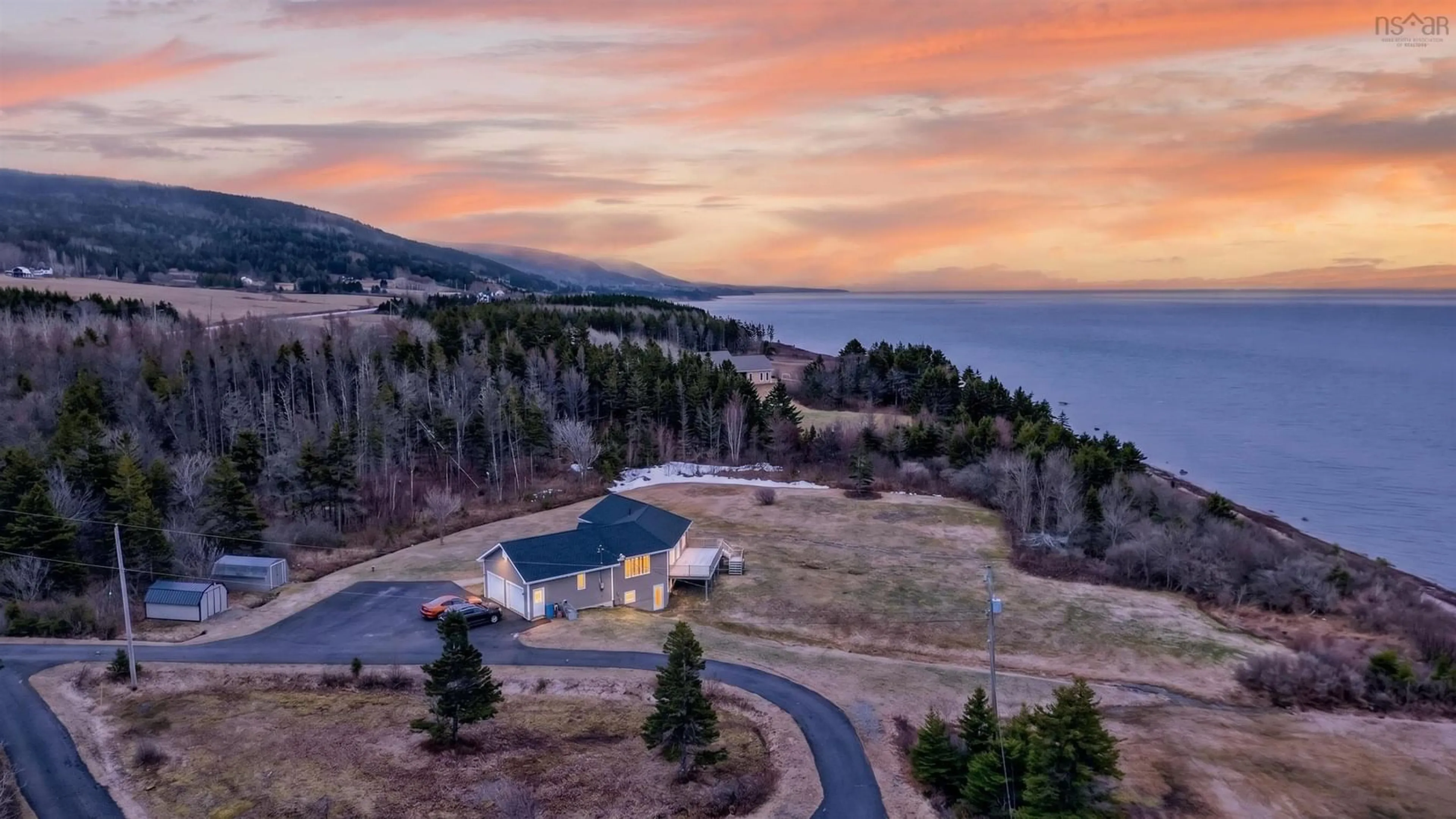 A pic from outside/outdoor area/front of a property/back of a property/a pic from drone, water/lake/river/ocean view for 3599 Highway 19, Long Point Nova Scotia B0E 1P0