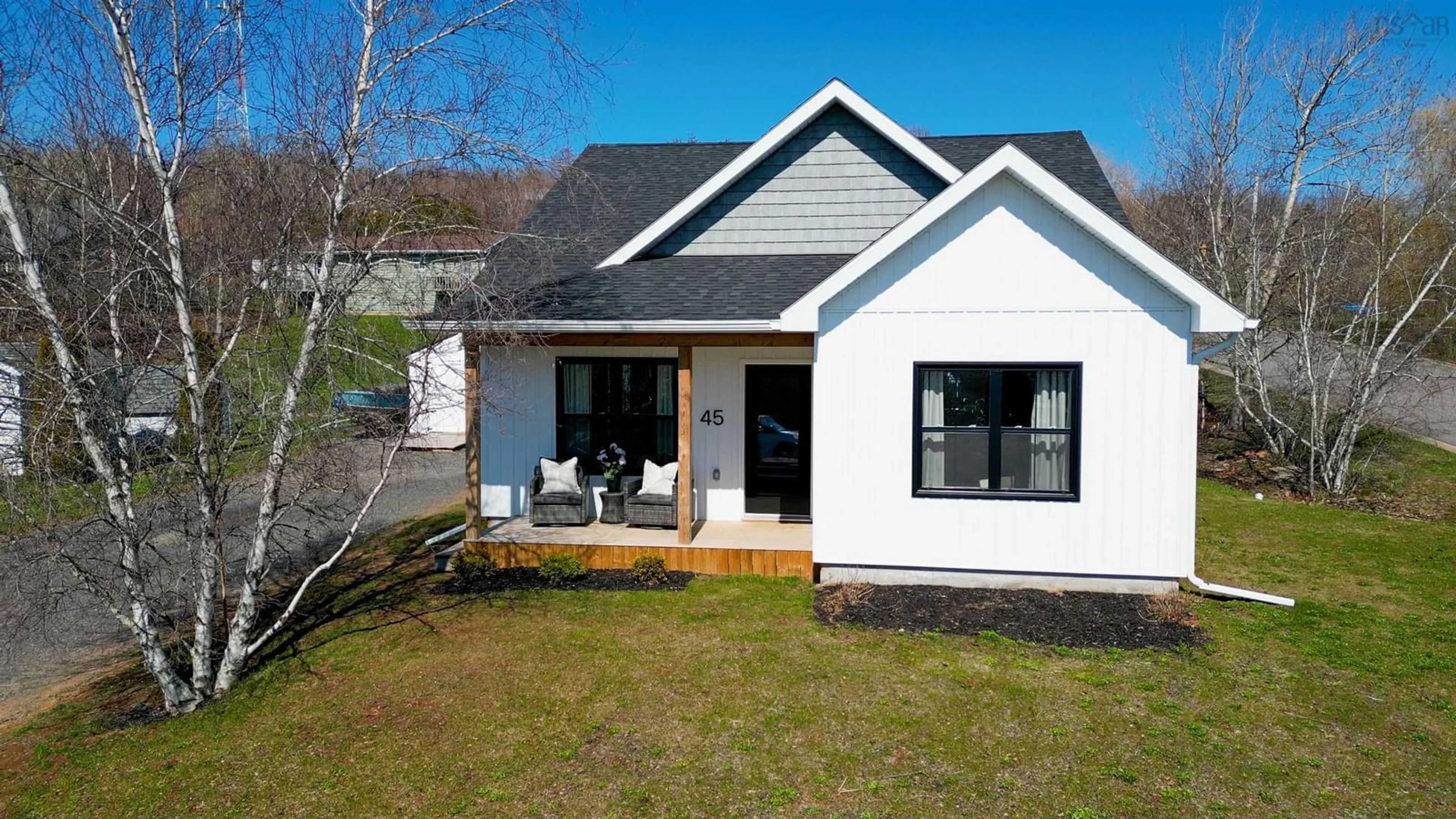 Home with vinyl exterior material, street for 45 Mill Run, Kentville Nova Scotia B4N 5G4