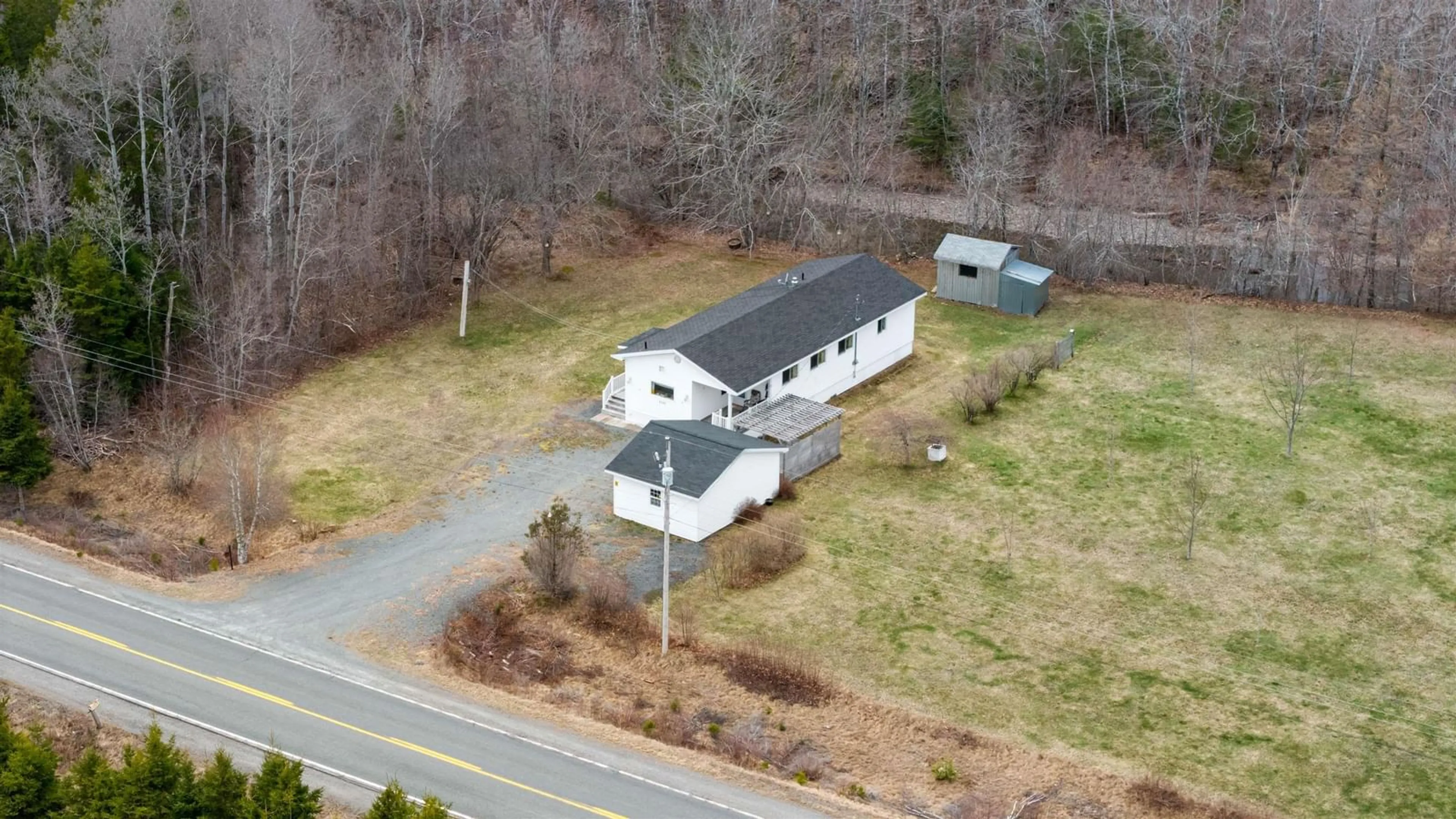 A pic from outside/outdoor area/front of a property/back of a property/a pic from drone, building for 2135 Highway 336, Eastville Nova Scotia B0N 2P0