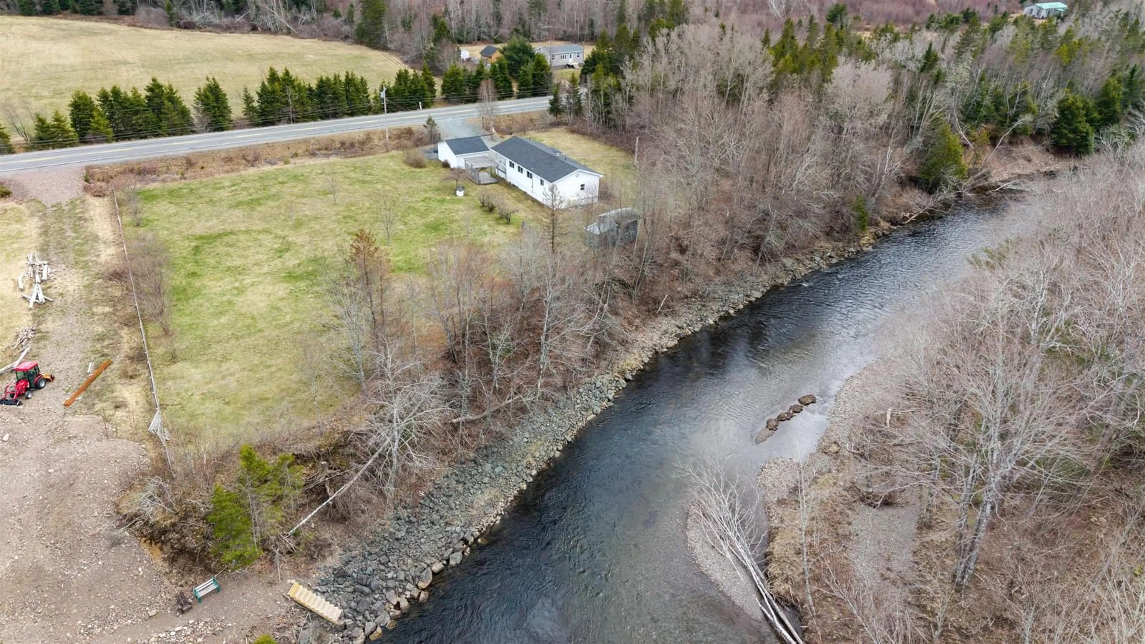 A pic from outside/outdoor area/front of a property/back of a property/a pic from drone, water/lake/river/ocean view for 2135 Highway 336, Eastville Nova Scotia B0N 2P0