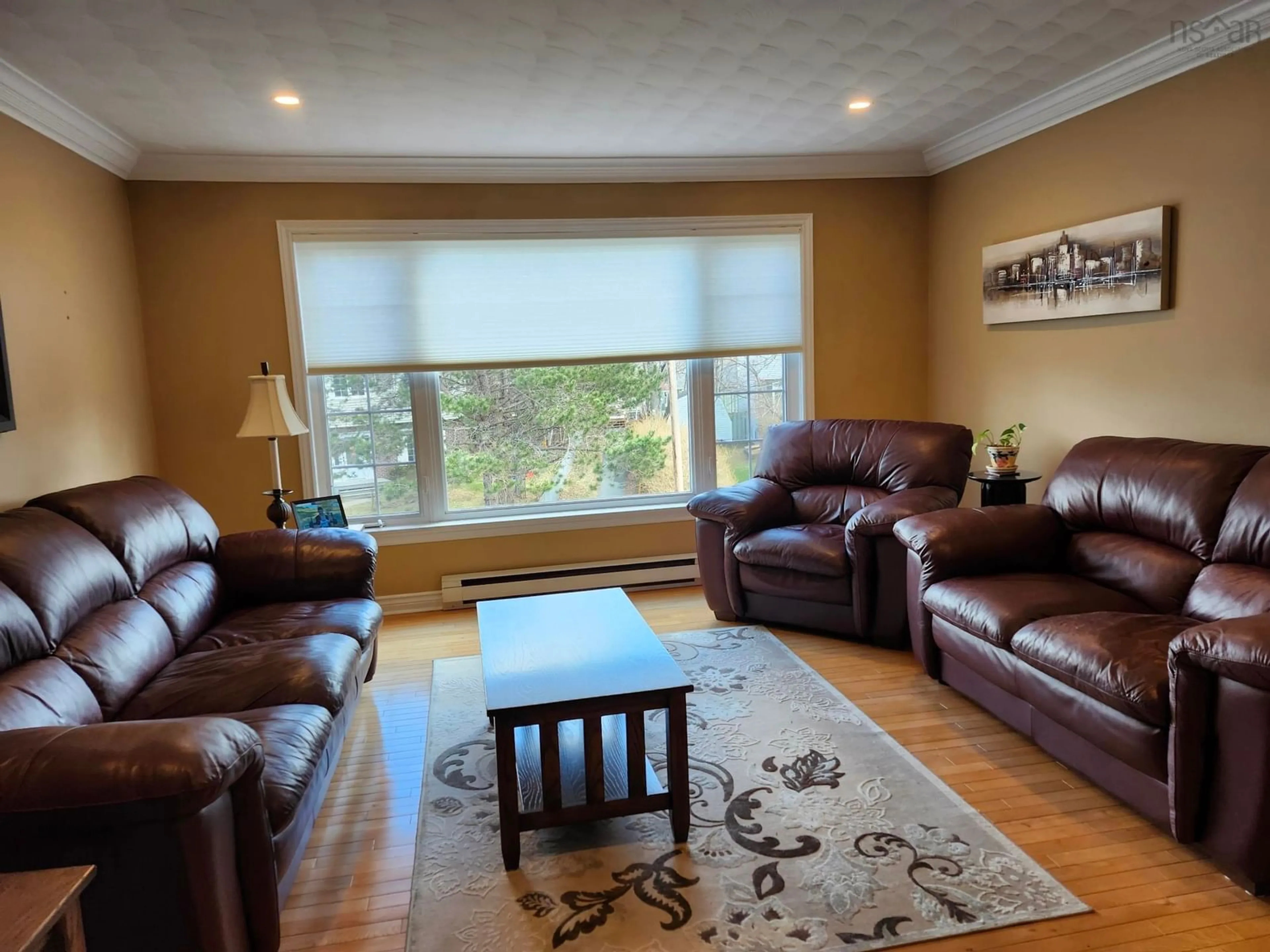 Living room with furniture, wood/laminate floor for 36 Horizon Rd, Bedford Nova Scotia B4A 3N1