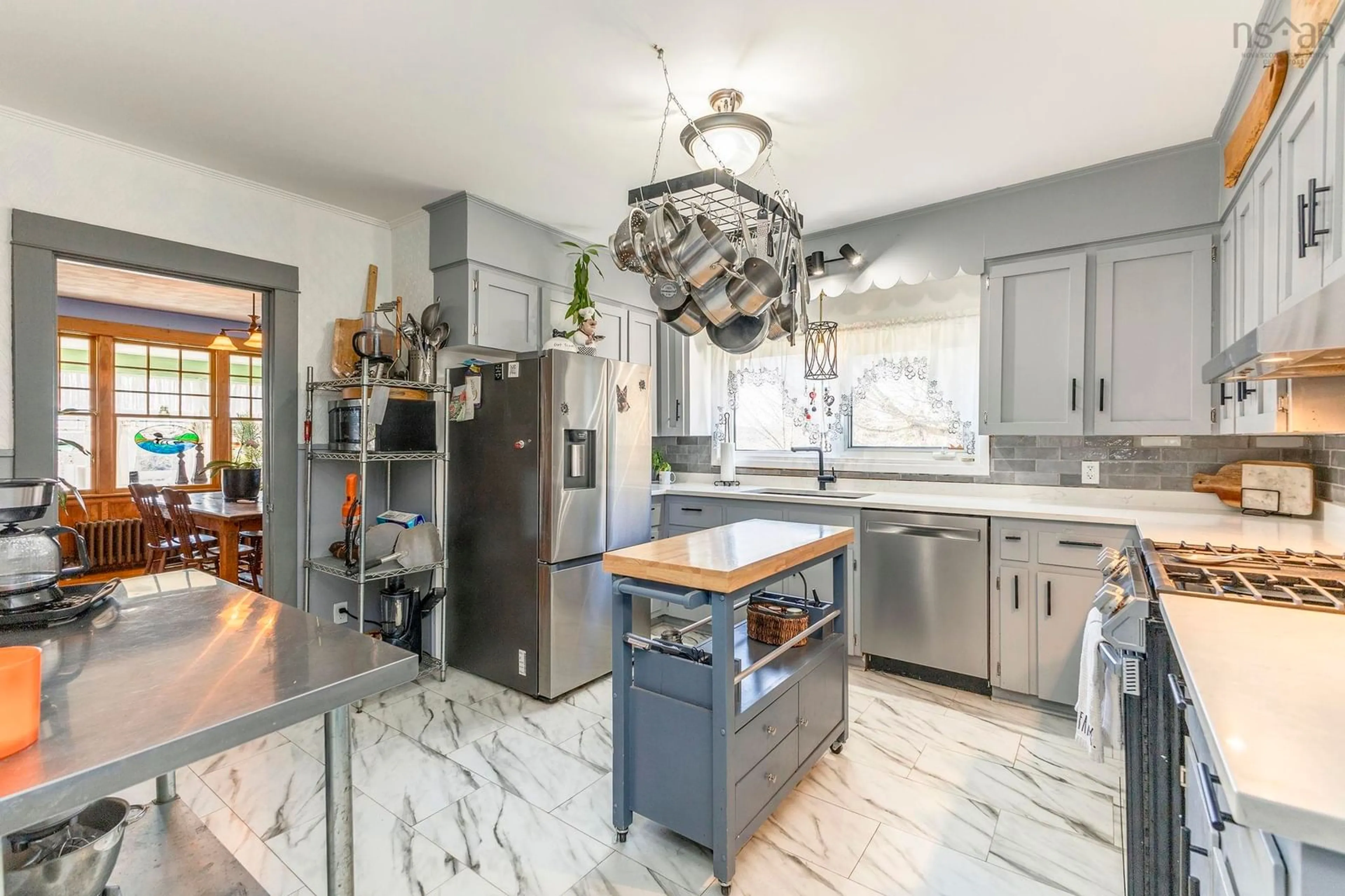 Open concept kitchen, ceramic/tile floor for 5989 Stellarton Trafalgar Rd, Riverton Nova Scotia B0K 1S0