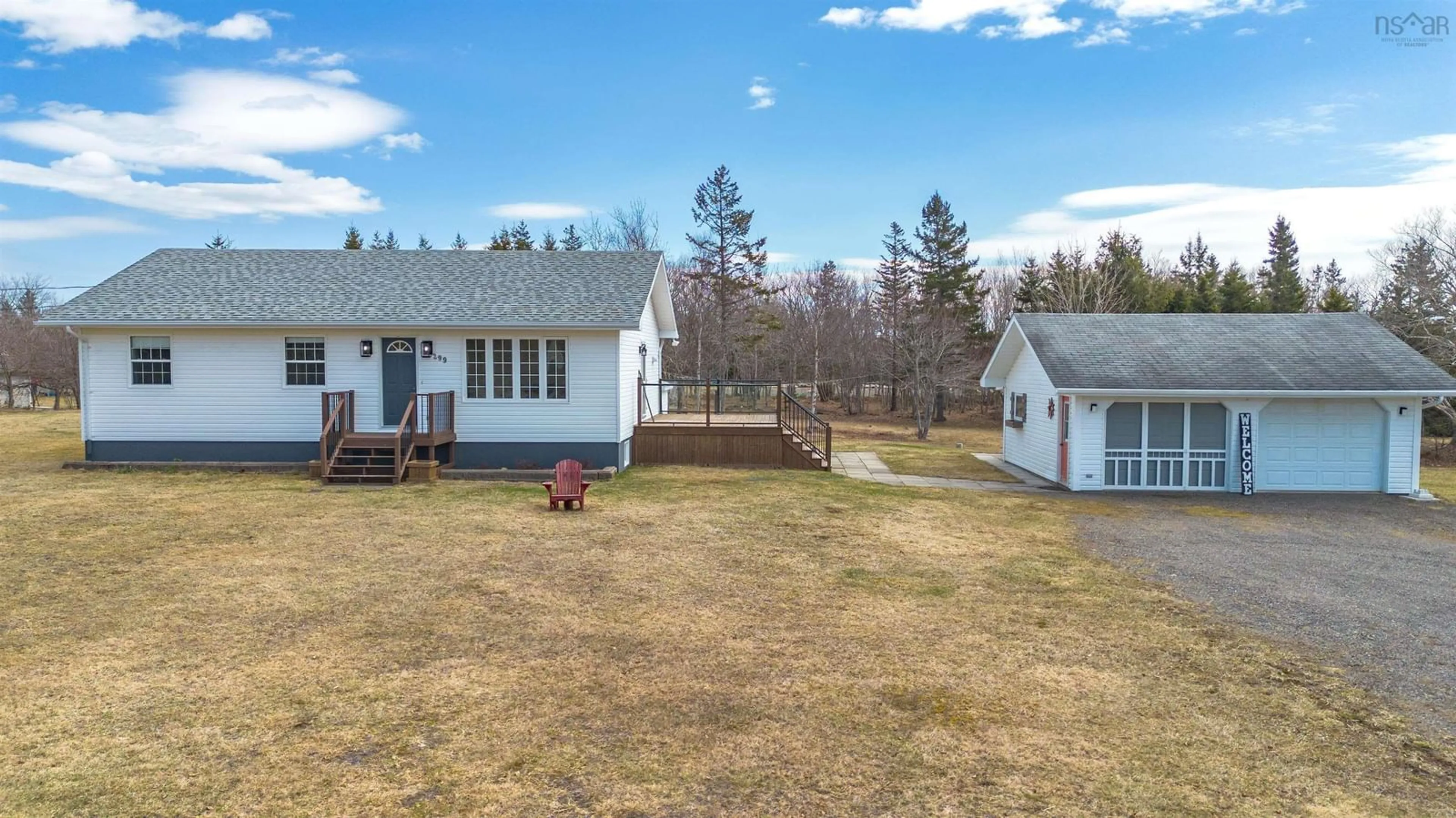 A pic from outside/outdoor area/front of a property/back of a property/a pic from drone, street for 299 Hills Rd, Albert Bridge Nova Scotia B1K 3E4