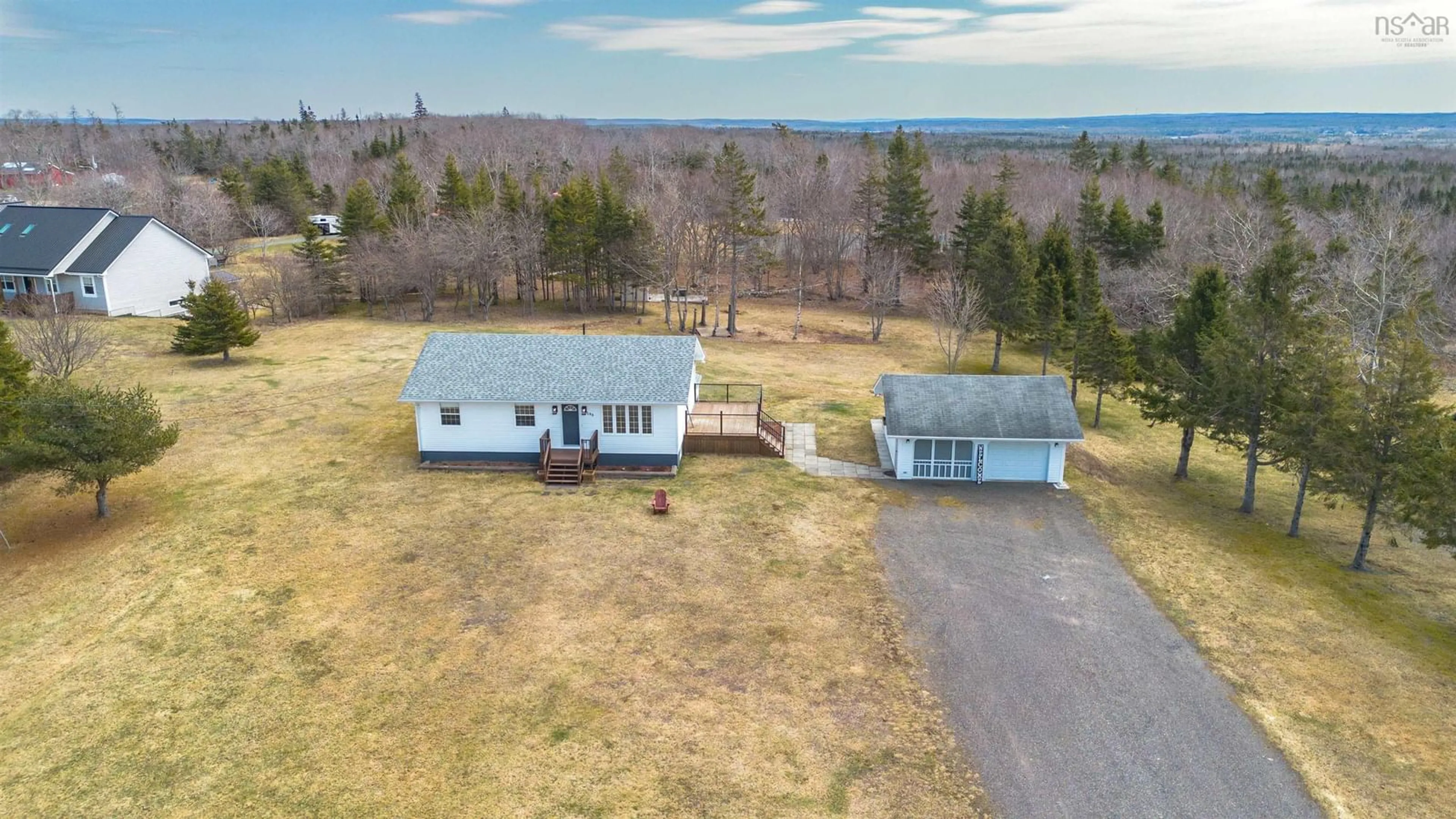 A pic from outside/outdoor area/front of a property/back of a property/a pic from drone, water/lake/river/ocean view for 299 Hills Rd, Albert Bridge Nova Scotia B1K 3E4