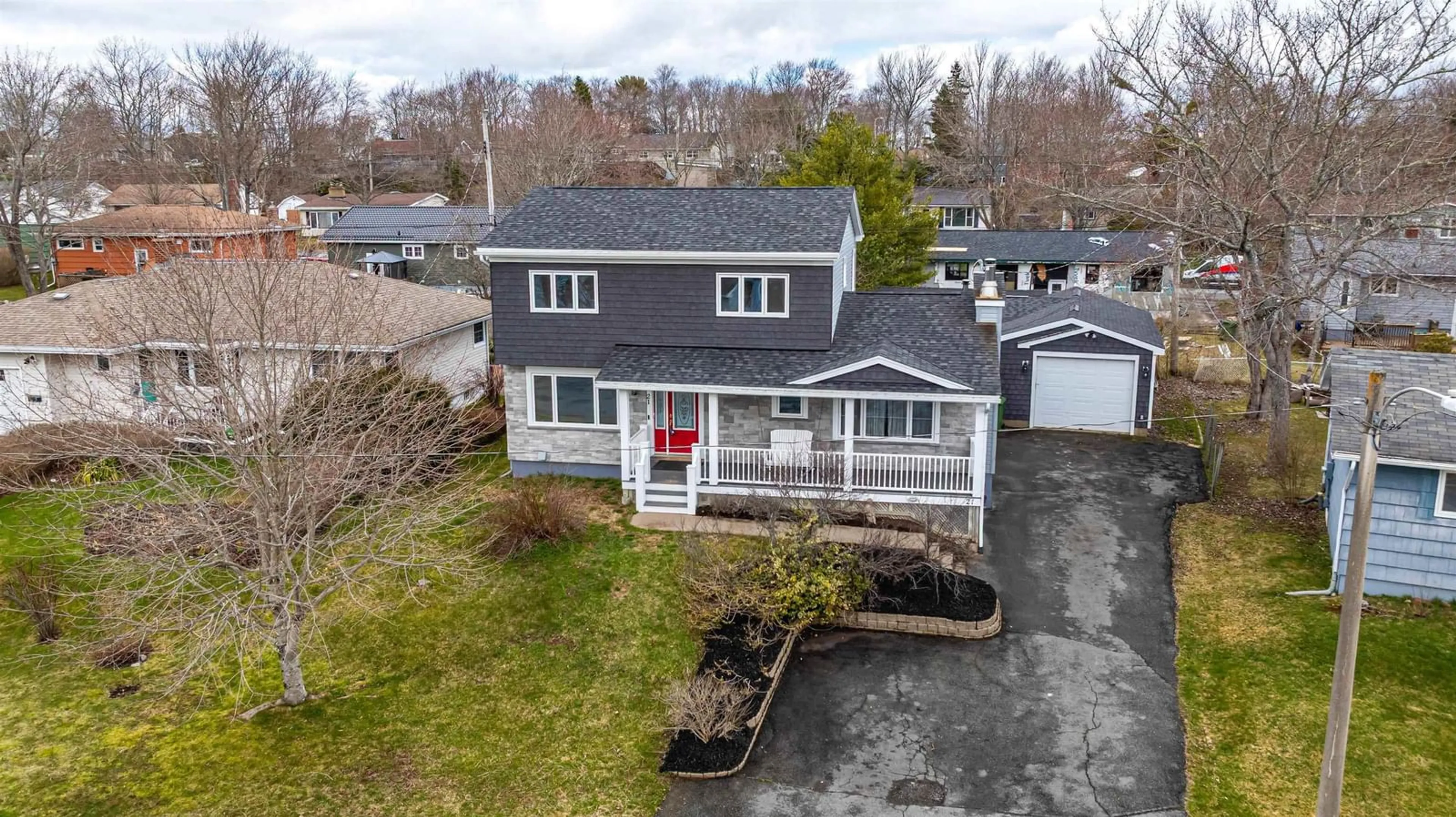 A pic from outside/outdoor area/front of a property/back of a property/a pic from drone, street for 21 Summerville Dr, Sackville Nova Scotia B4C 2M8