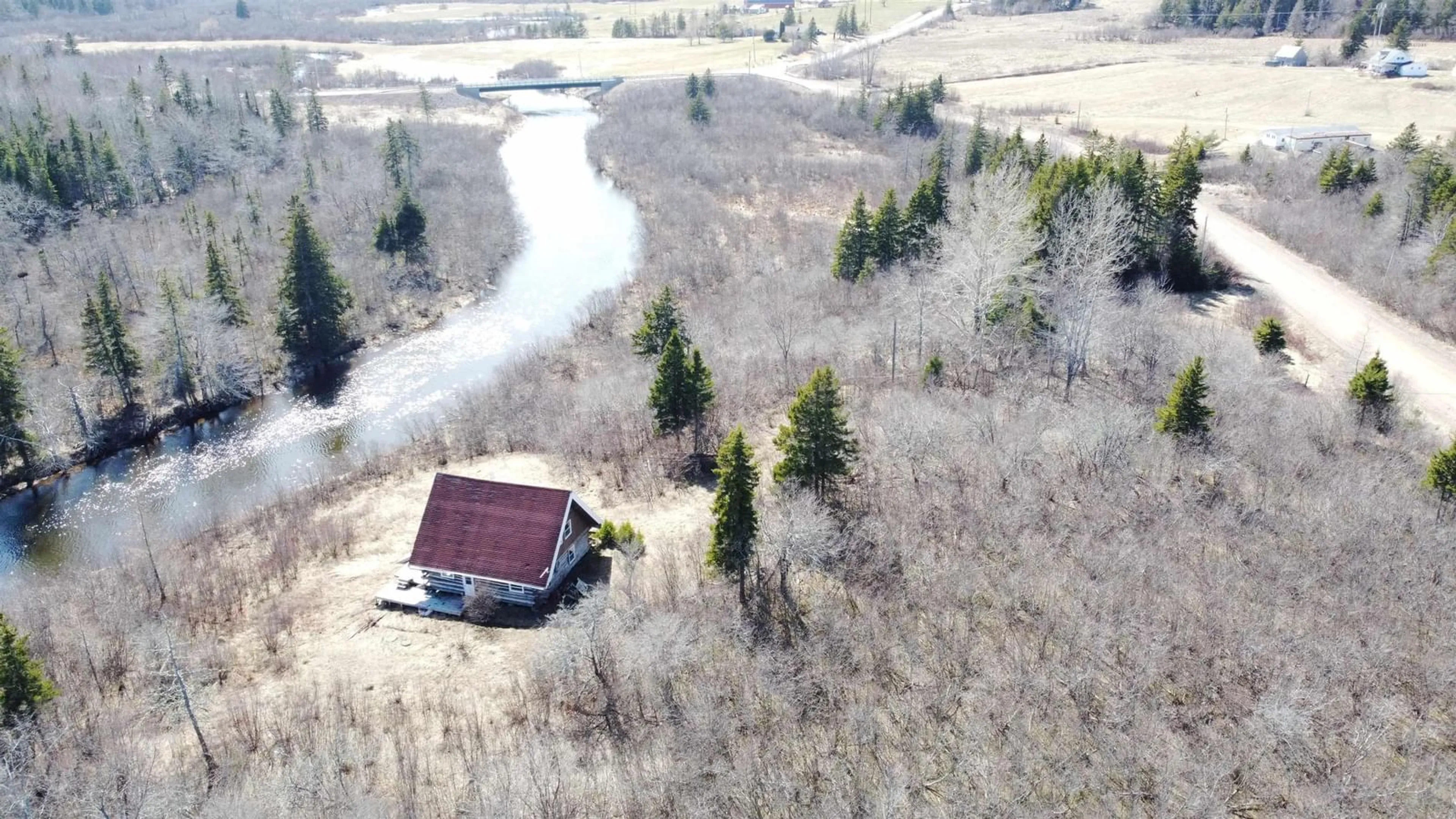 A pic from outside/outdoor area/front of a property/back of a property/a pic from drone, forest/trees view for 74 Barren Rd., River Denys Rd, River Denys Nova Scotia B0E 2Y0