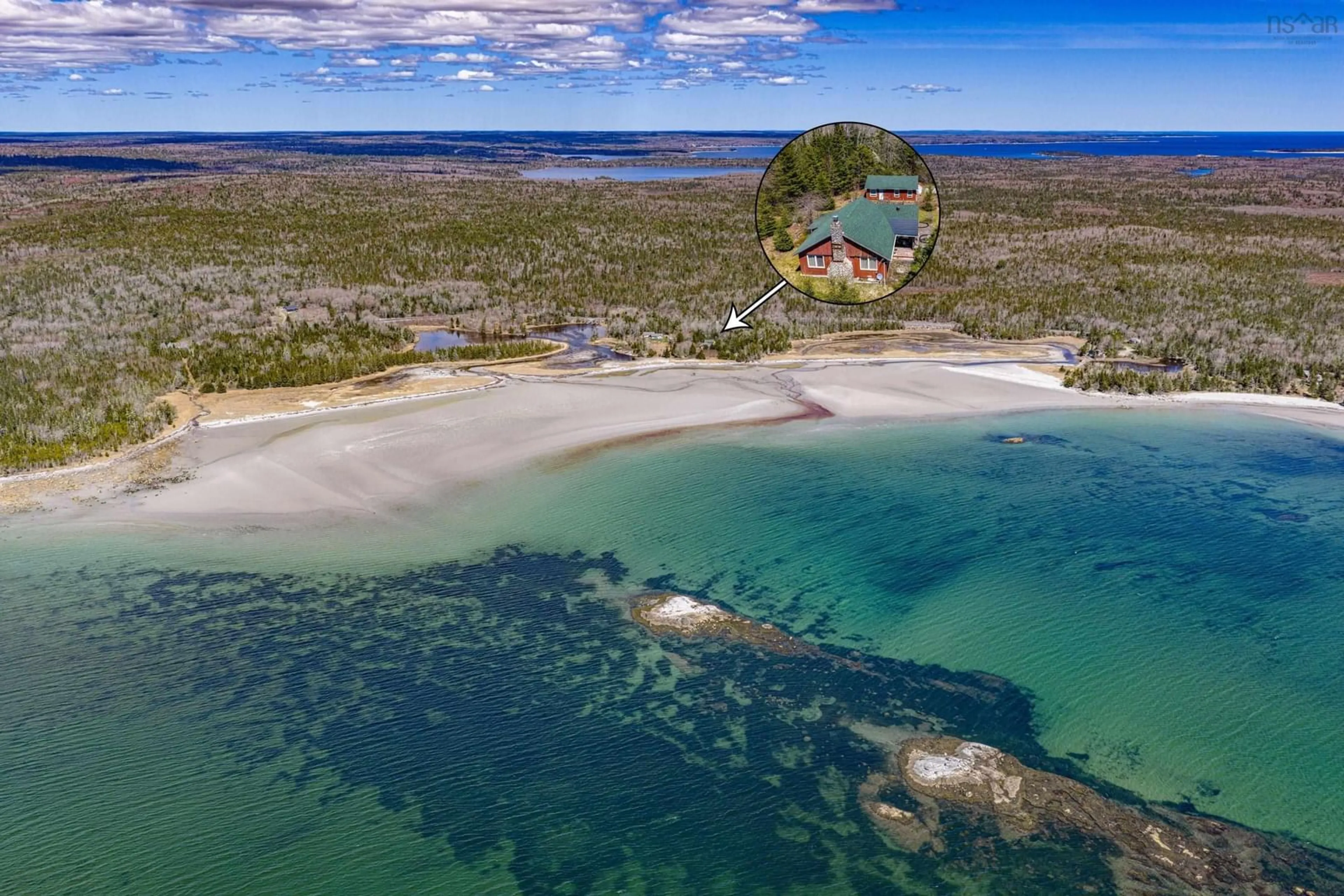 A pic from outside/outdoor area/front of a property/back of a property/a pic from drone, water/lake/river/ocean view for 382 Saint Catherines River Rd, Port Joli Nova Scotia B0T 1S0