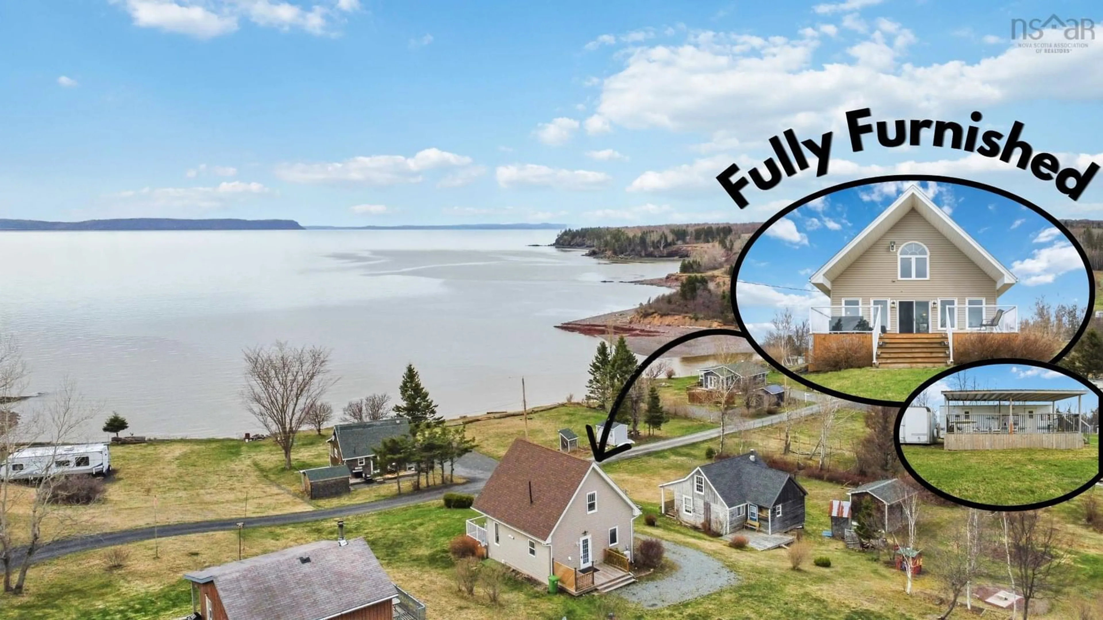 A pic from outside/outdoor area/front of a property/back of a property/a pic from drone, water/lake/river/ocean view for 39 Blomidon View Lane, Bramber Nova Scotia B0N 2R0