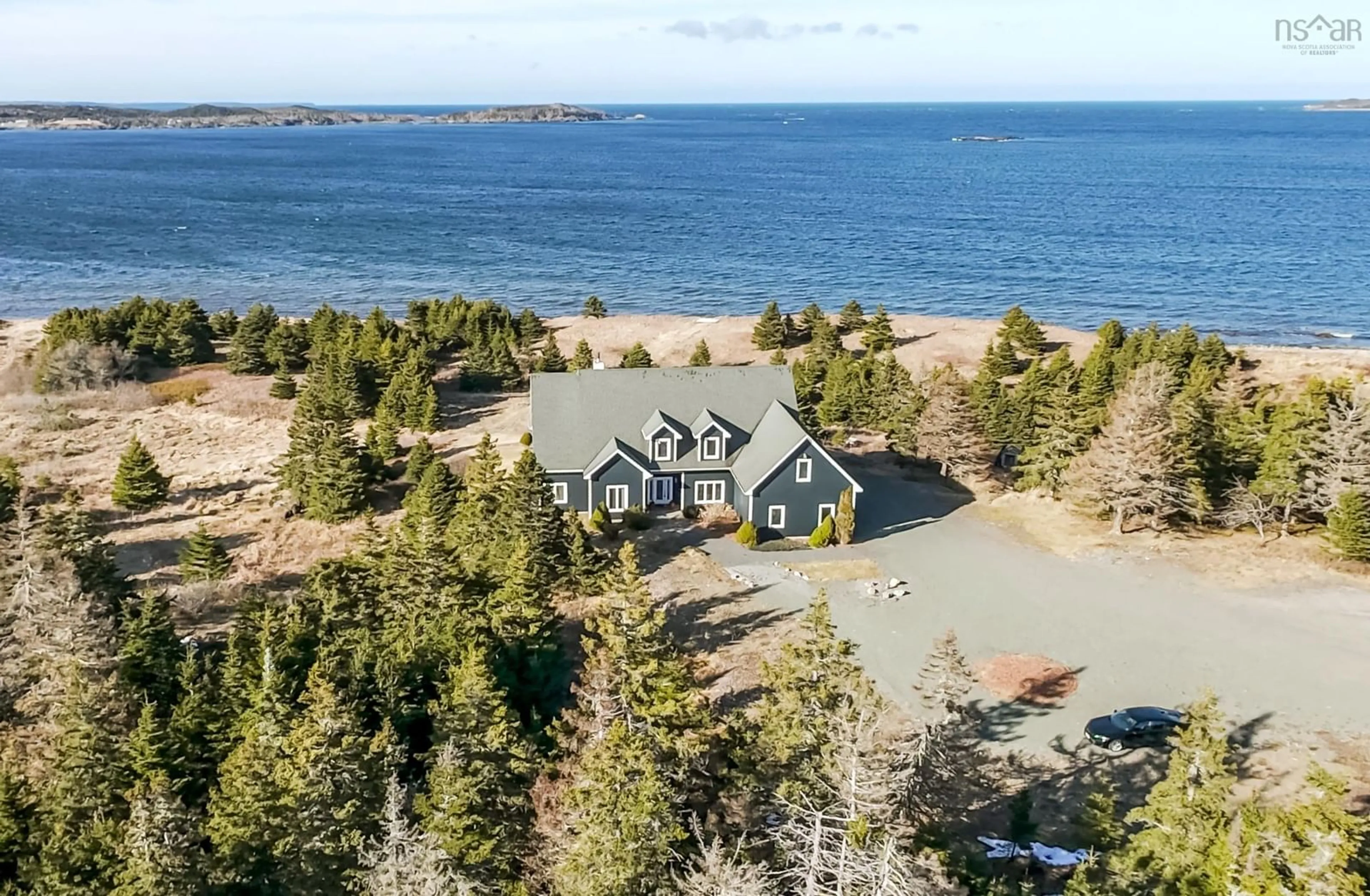 A pic from outside/outdoor area/front of a property/back of a property/a pic from drone, water/lake/river/ocean view for 2408 Louisburg Main-A-Dieu Rd, Main-À-Dieu Nova Scotia B1C 1Y9