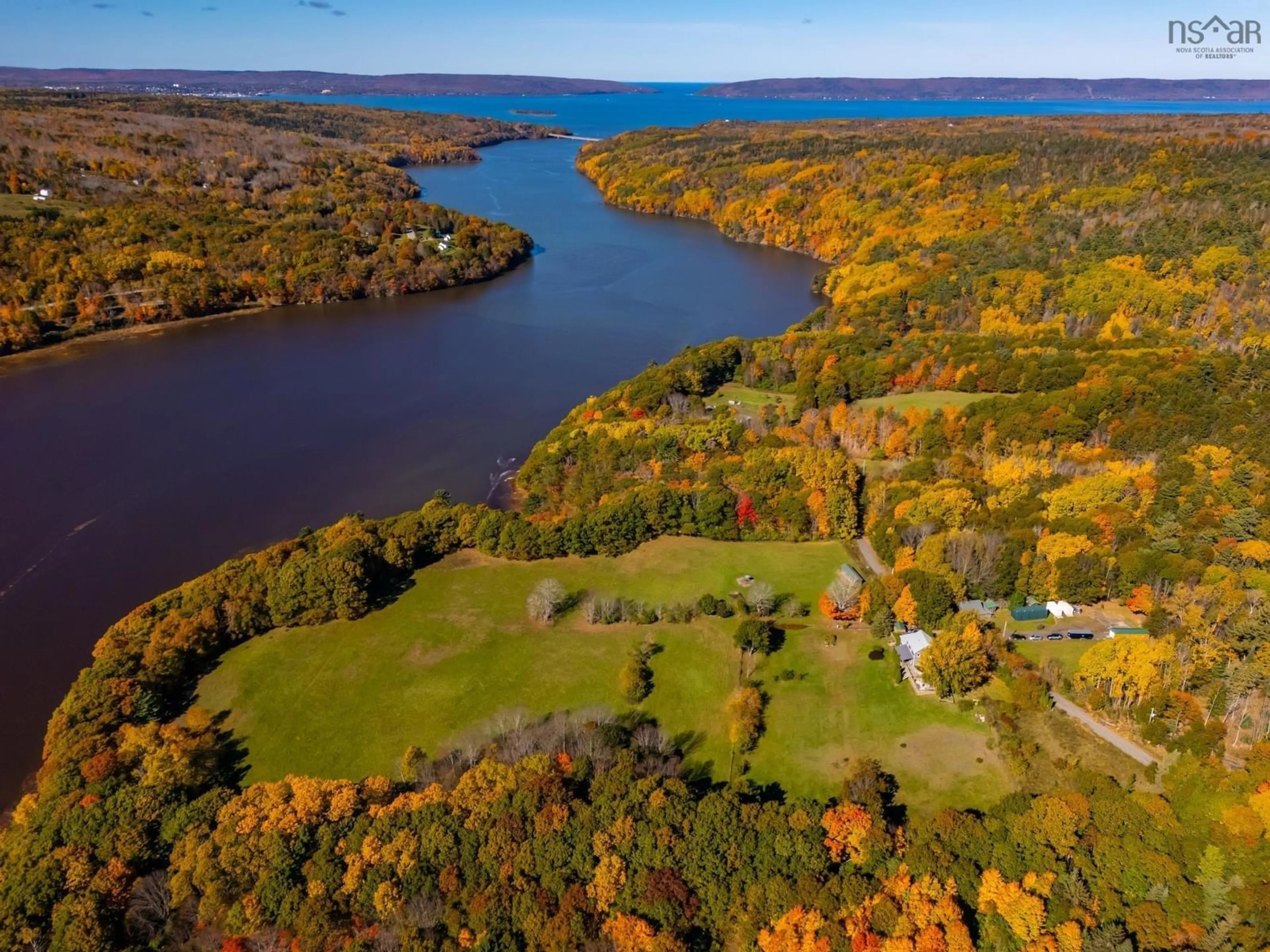 A pic from outside/outdoor area/front of a property/back of a property/a pic from drone, water/lake/river/ocean view for 481 Chute Rd, Bear River Nova Scotia B0S 1B0