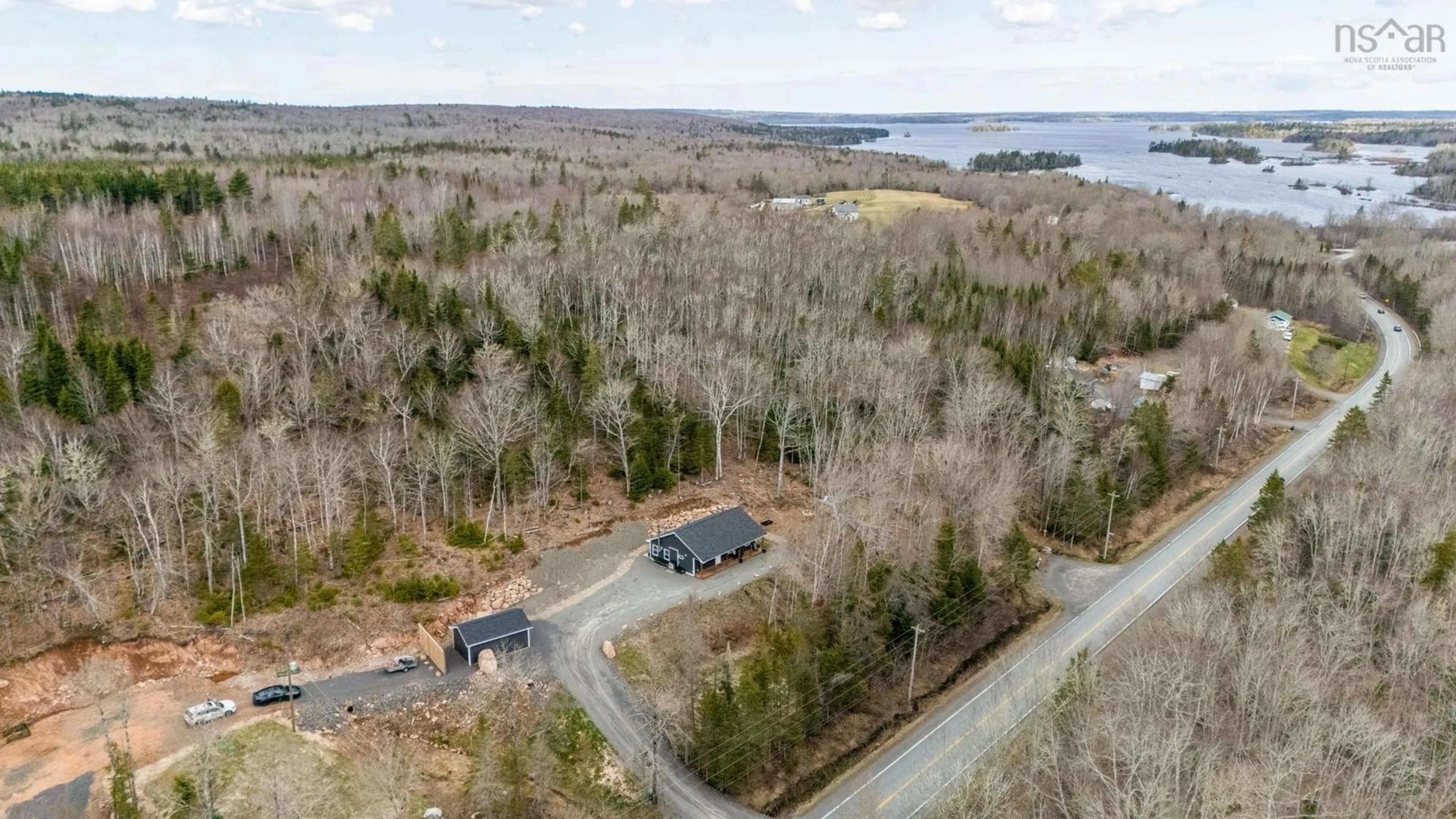 A pic from outside/outdoor area/front of a property/back of a property/a pic from drone, water/lake/river/ocean view for 2003 Highway 12, Forest Home Nova Scotia B4N 3V8