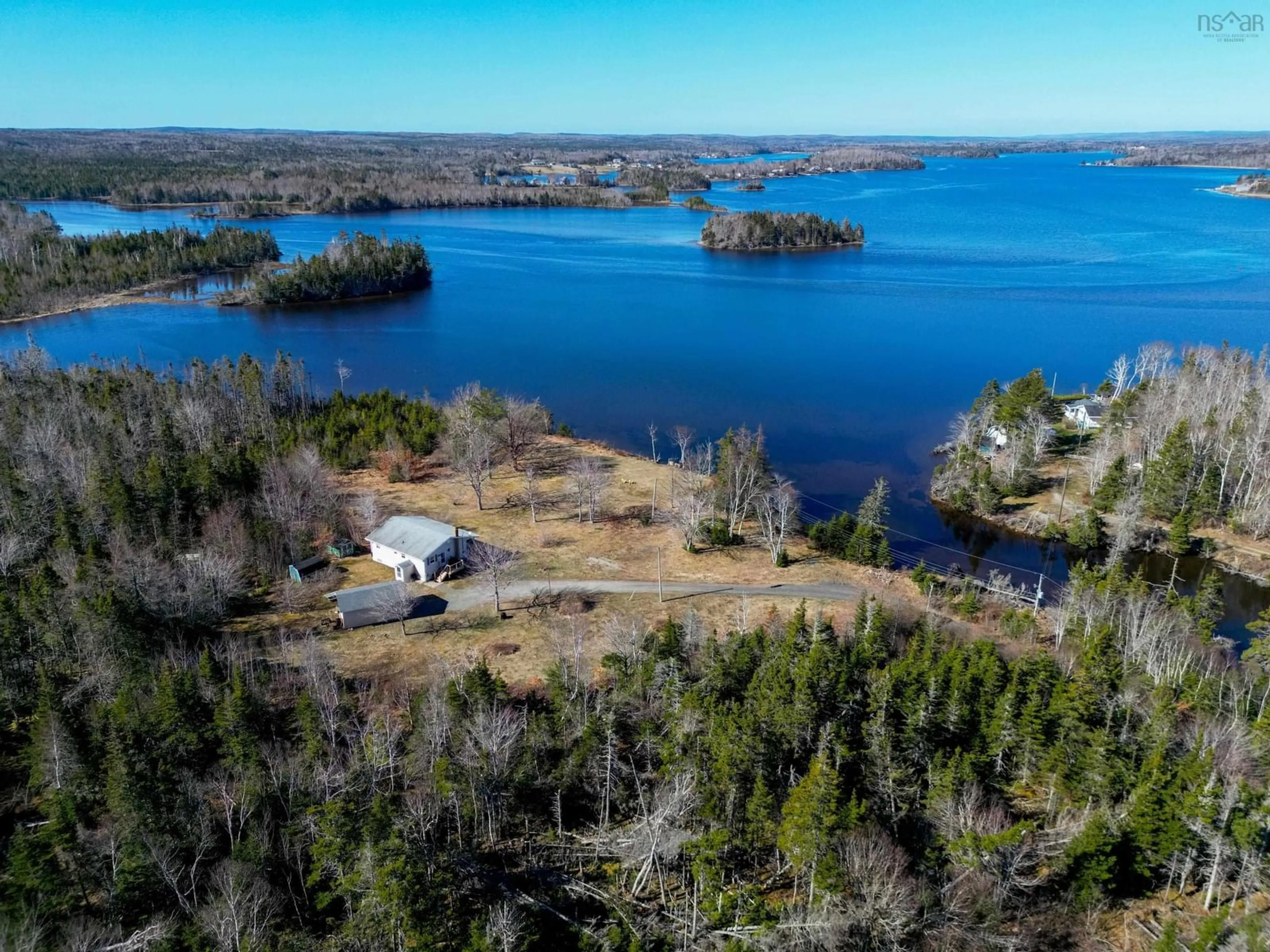 A pic from outside/outdoor area/front of a property/back of a property/a pic from drone, water/lake/river/ocean view for 6279 Hornes Rd, Mira Gut Nova Scotia B1K 2Y9