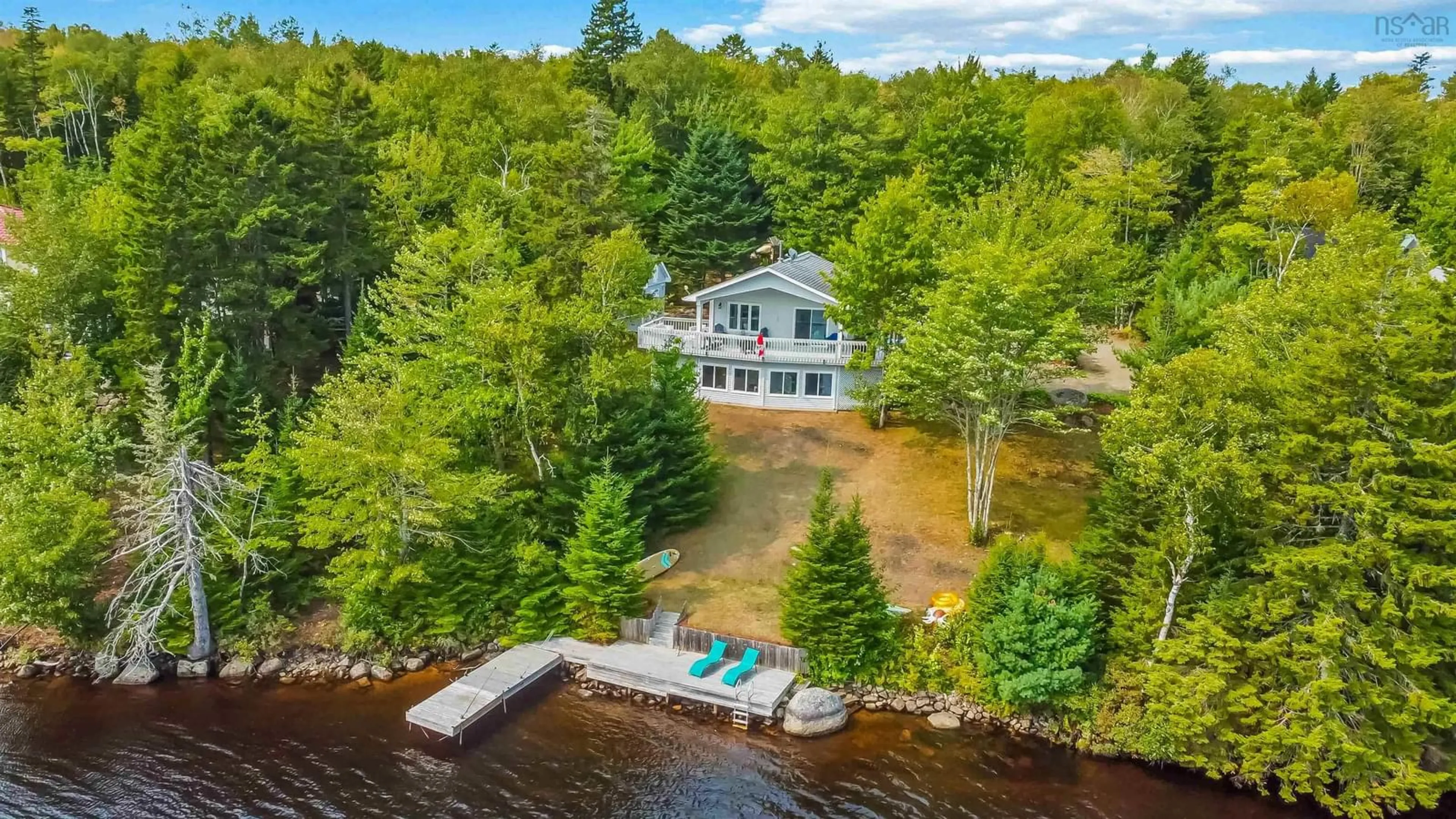 A pic from outside/outdoor area/front of a property/back of a property/a pic from drone, water/lake/river/ocean view for 158 Spruce Dr, Aylesford Lake Nova Scotia B0P 1C0