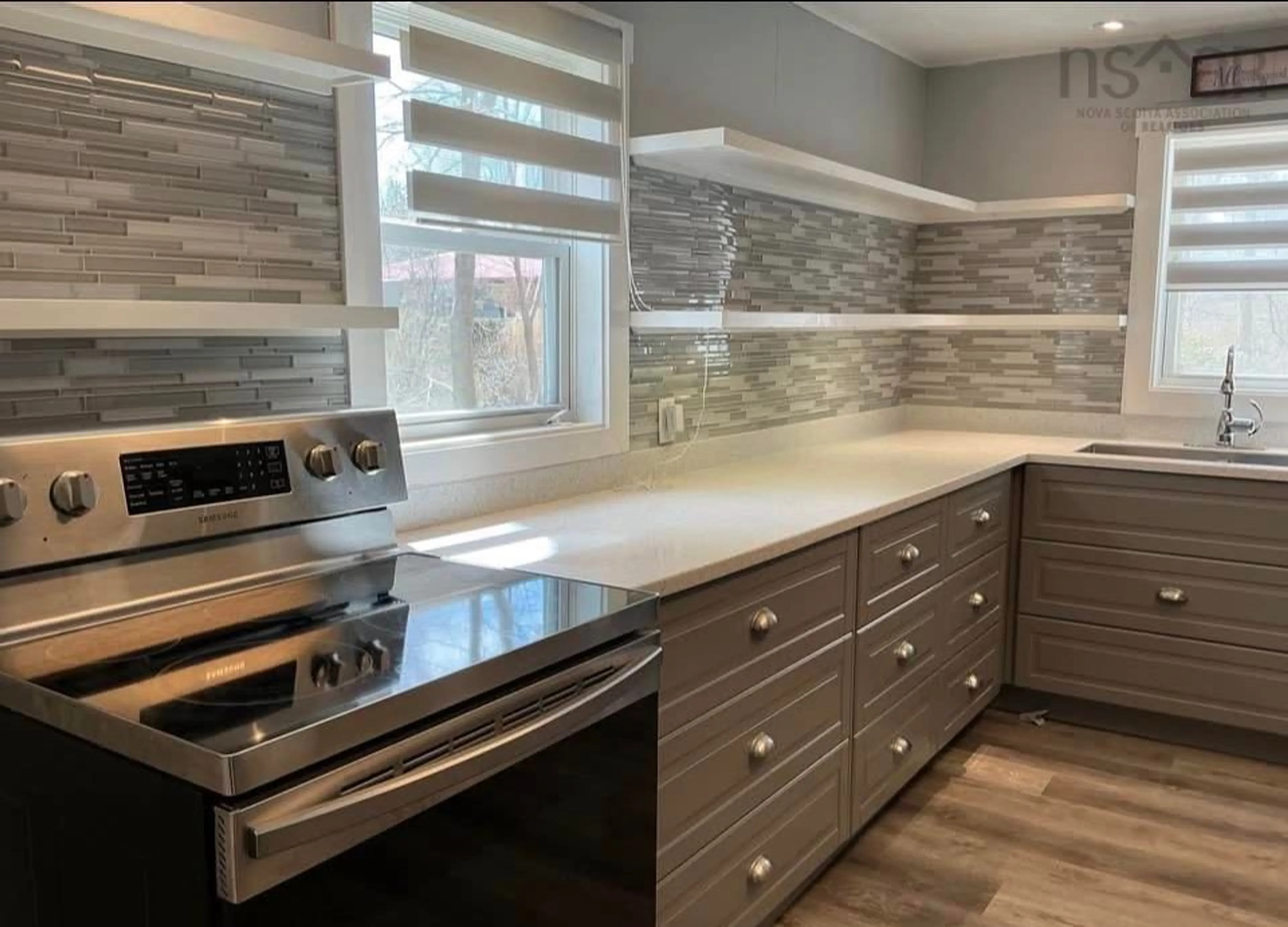 Contemporary kitchen, ceramic/tile floor for 492 Highway 8, Milton Nova Scotia B0T 1P0