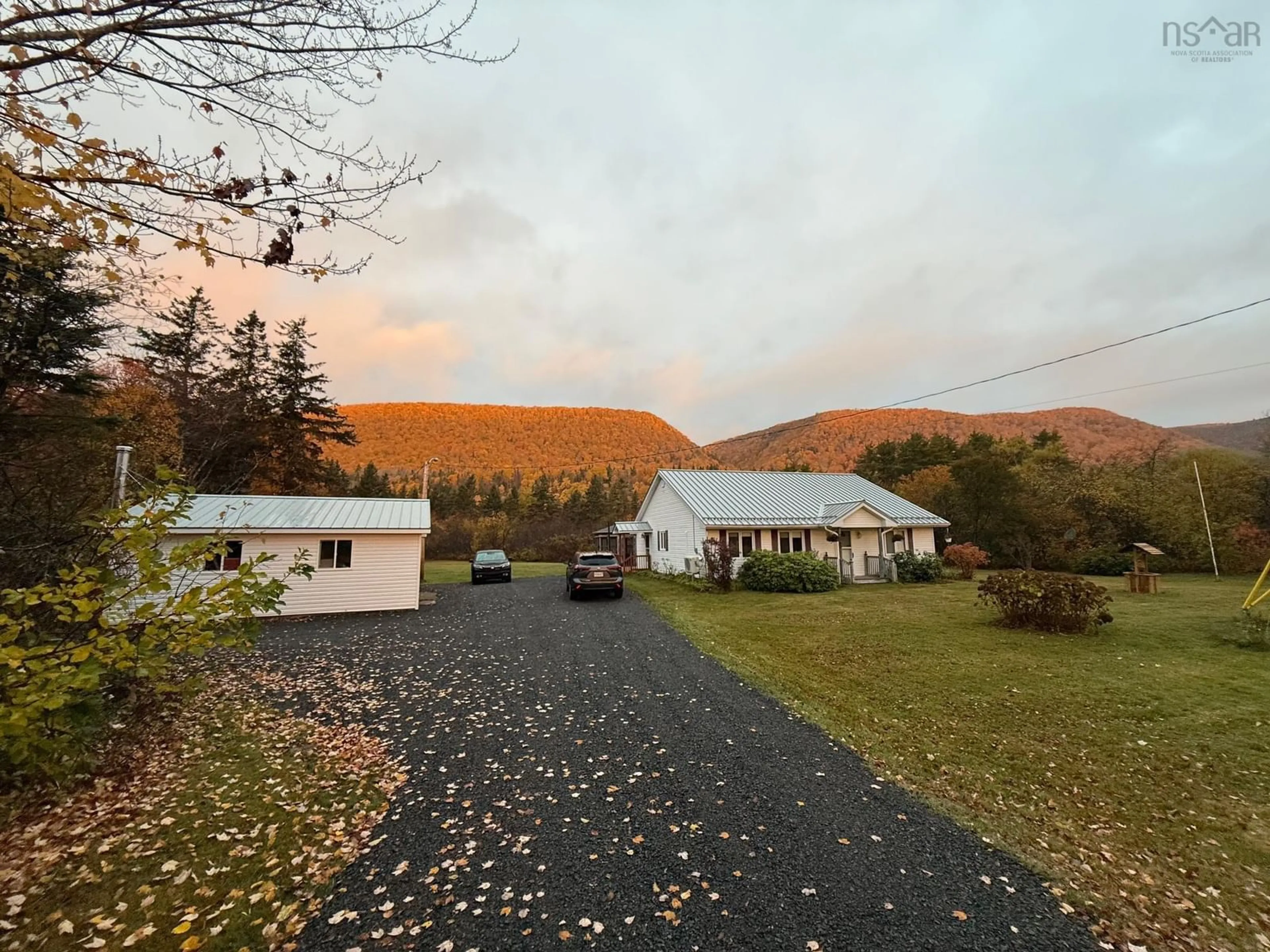 A pic from outside/outdoor area/front of a property/back of a property/a pic from drone, mountain view for 2865 West Big Intervale Rd, Margaree Centre Nova Scotia B0E 2C0
