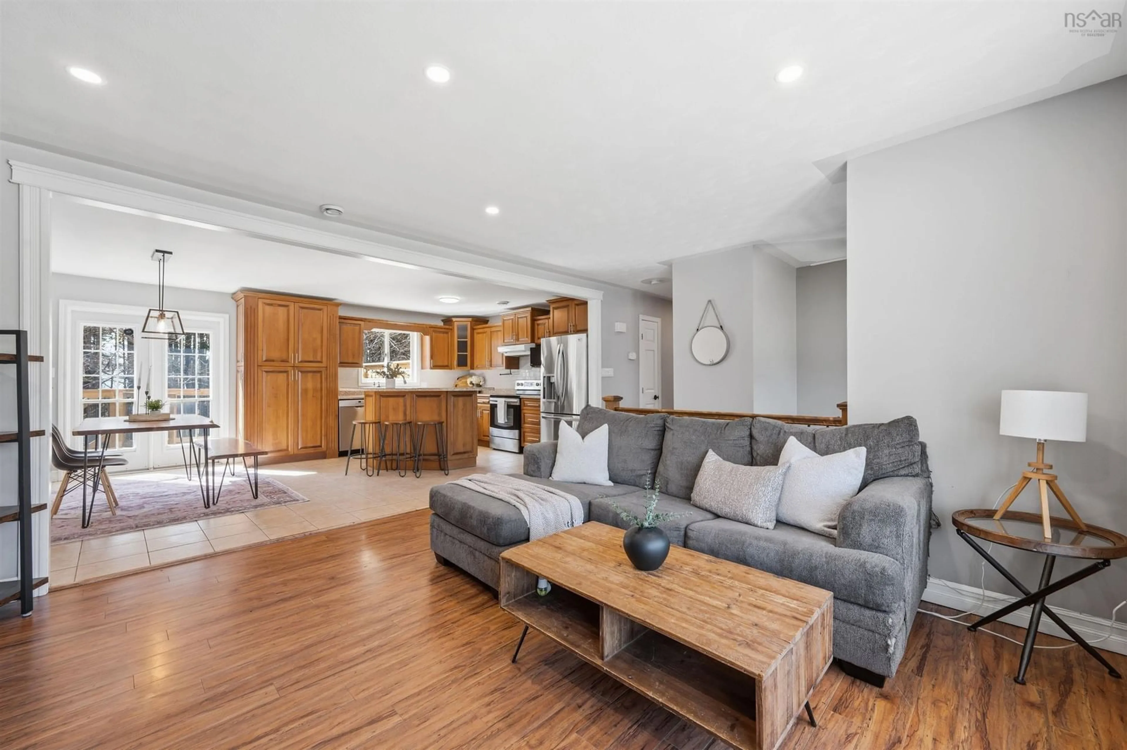 Living room with furniture, wood/laminate floor for 1410 Lucasville Rd, Hammonds Plains Nova Scotia B4B 1P7