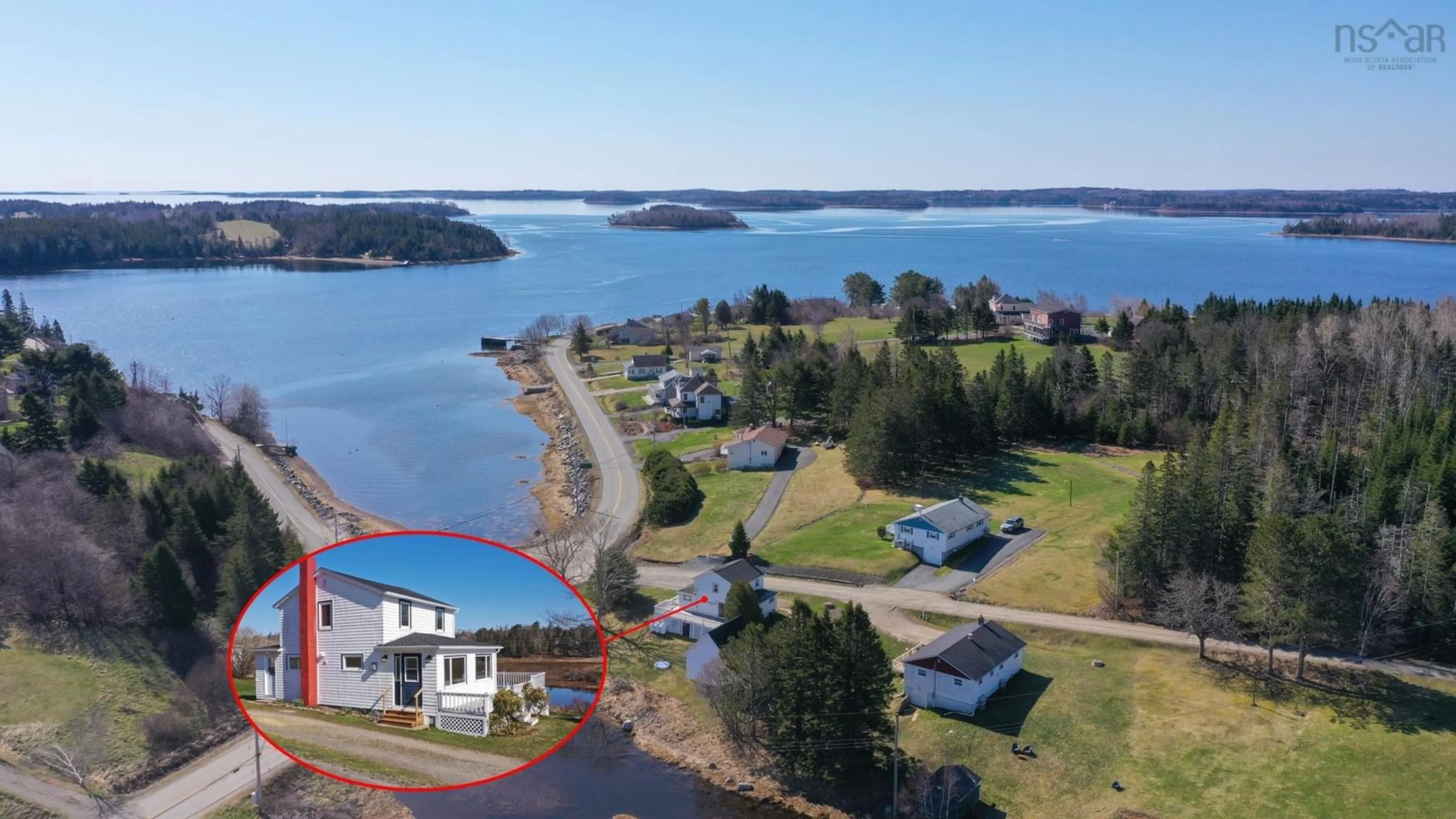 A pic from outside/outdoor area/front of a property/back of a property/a pic from drone, water/lake/river/ocean view for 632 Oakland Rd, Indian Point Nova Scotia B0J 2E0