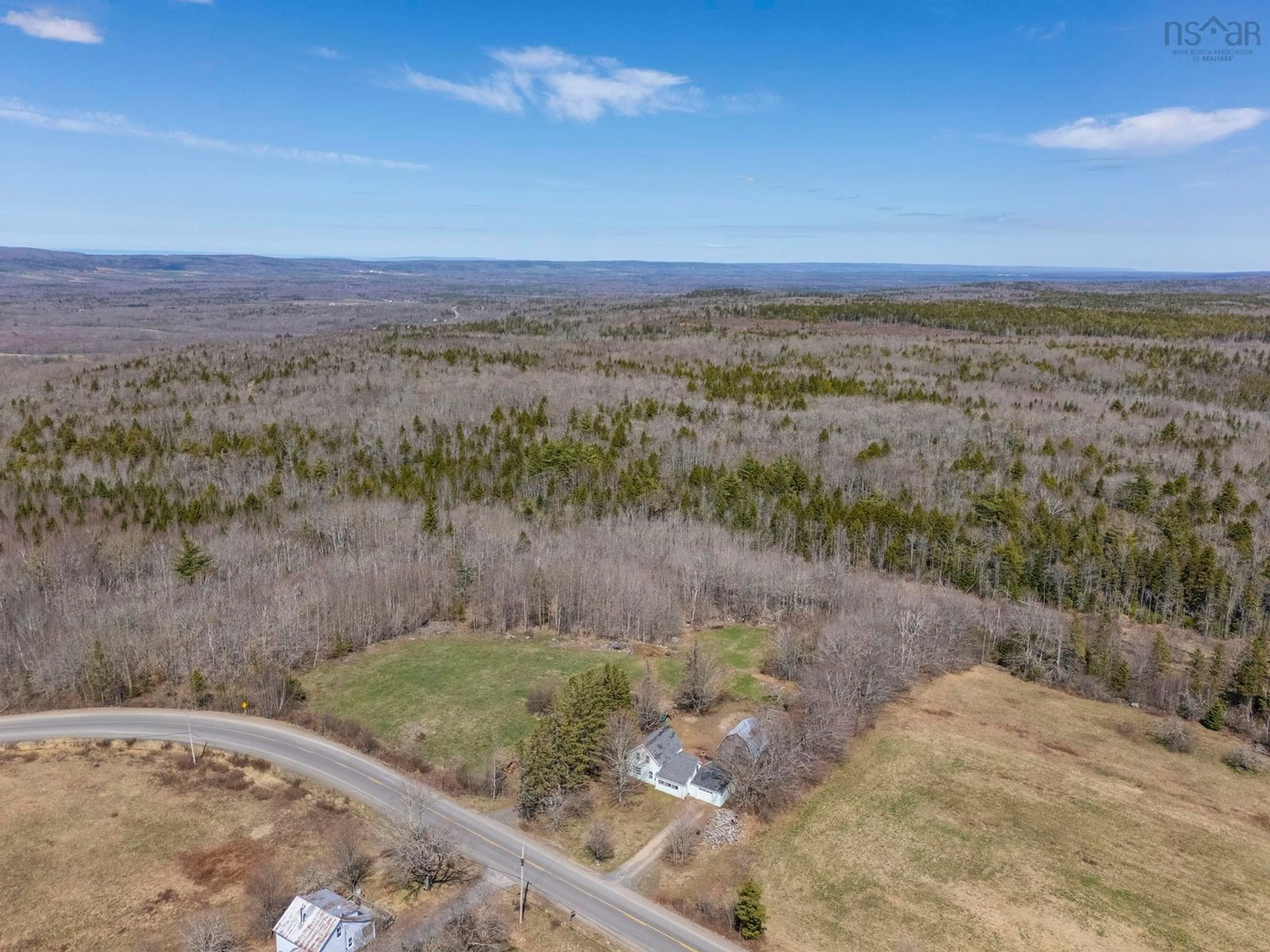 A pic from outside/outdoor area/front of a property/back of a property/a pic from drone, forest/trees view for 1278 Crisp Rd, Inglisville Nova Scotia B0S 1M0