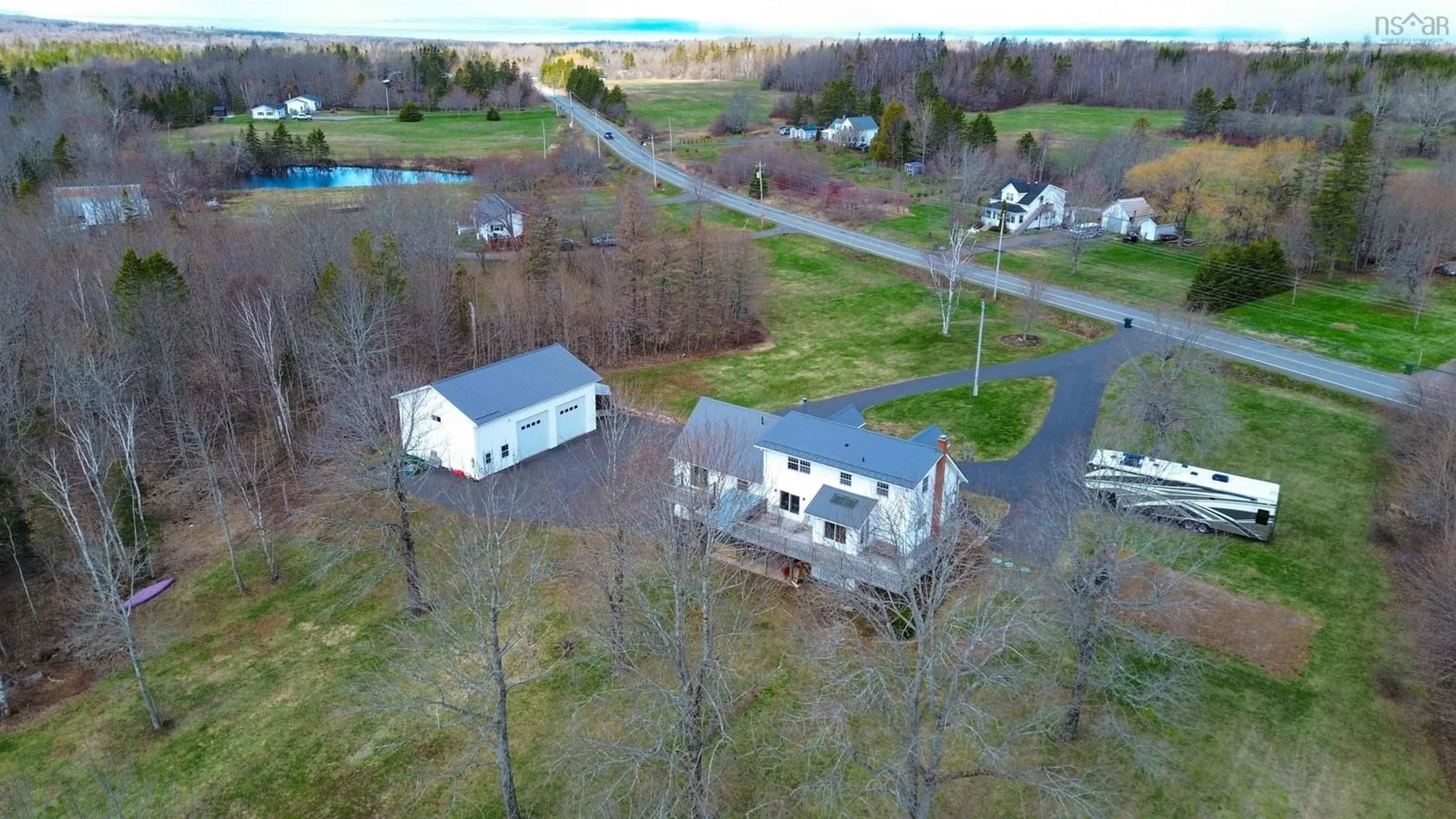A pic from outside/outdoor area/front of a property/back of a property/a pic from drone, street for 2749 Highway 359, Centreville Nova Scotia B0P 1J0