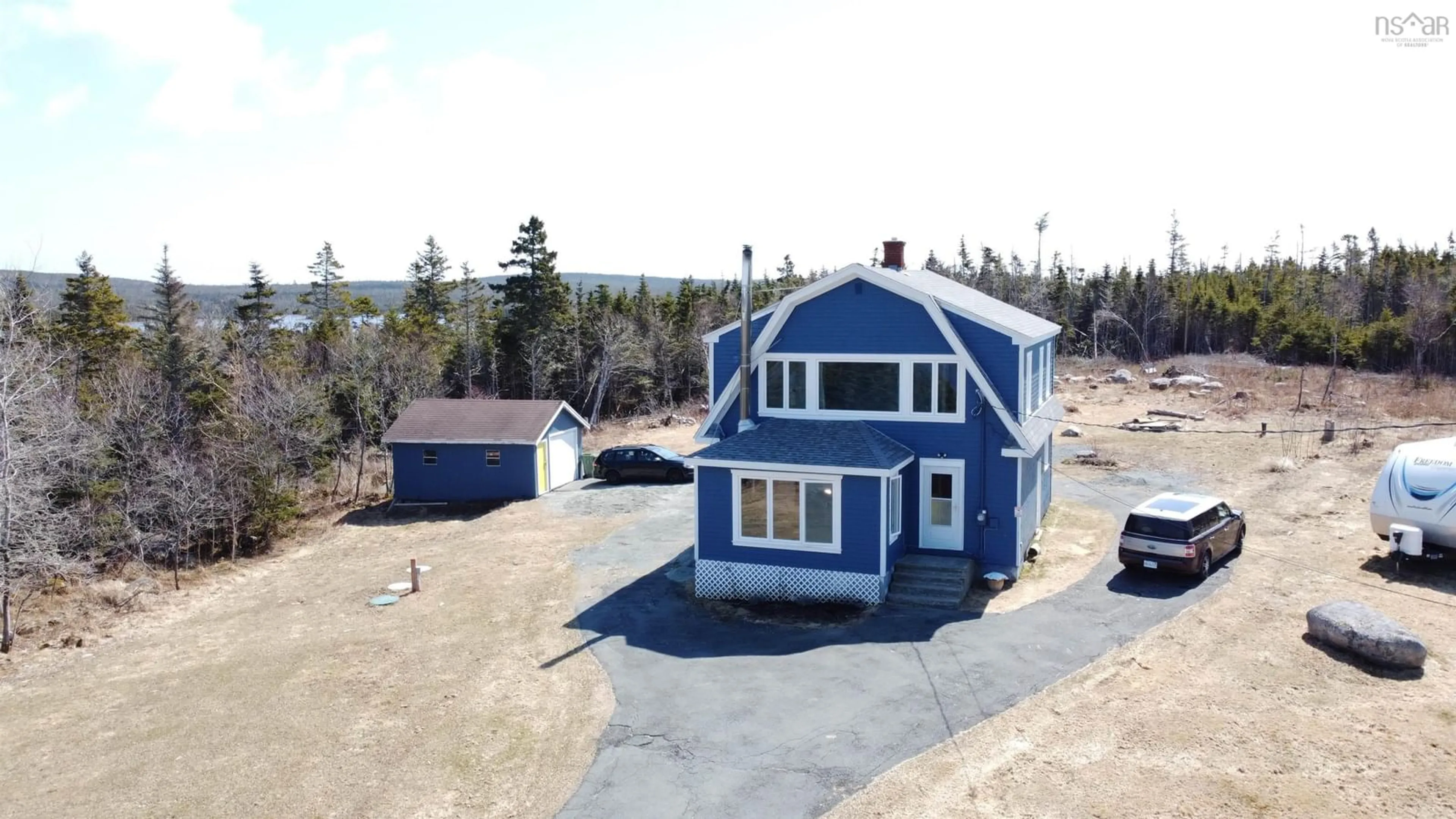 A pic from outside/outdoor area/front of a property/back of a property/a pic from drone, building for 2351 Ostrea Lake Road  Pleasant Point Rd, Ostrea Lake Nova Scotia B0J 2L0