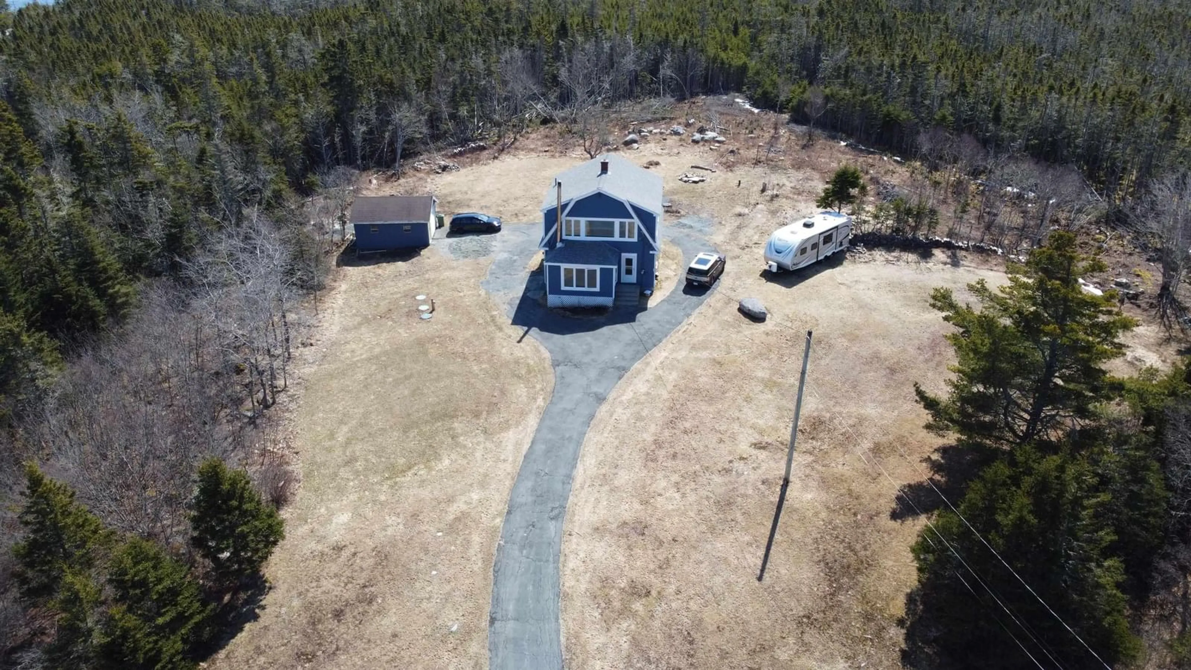 A pic from outside/outdoor area/front of a property/back of a property/a pic from drone, unknown for 2351 Ostrea Lake Road  Pleasant Point Rd, Ostrea Lake Nova Scotia B0J 2L0