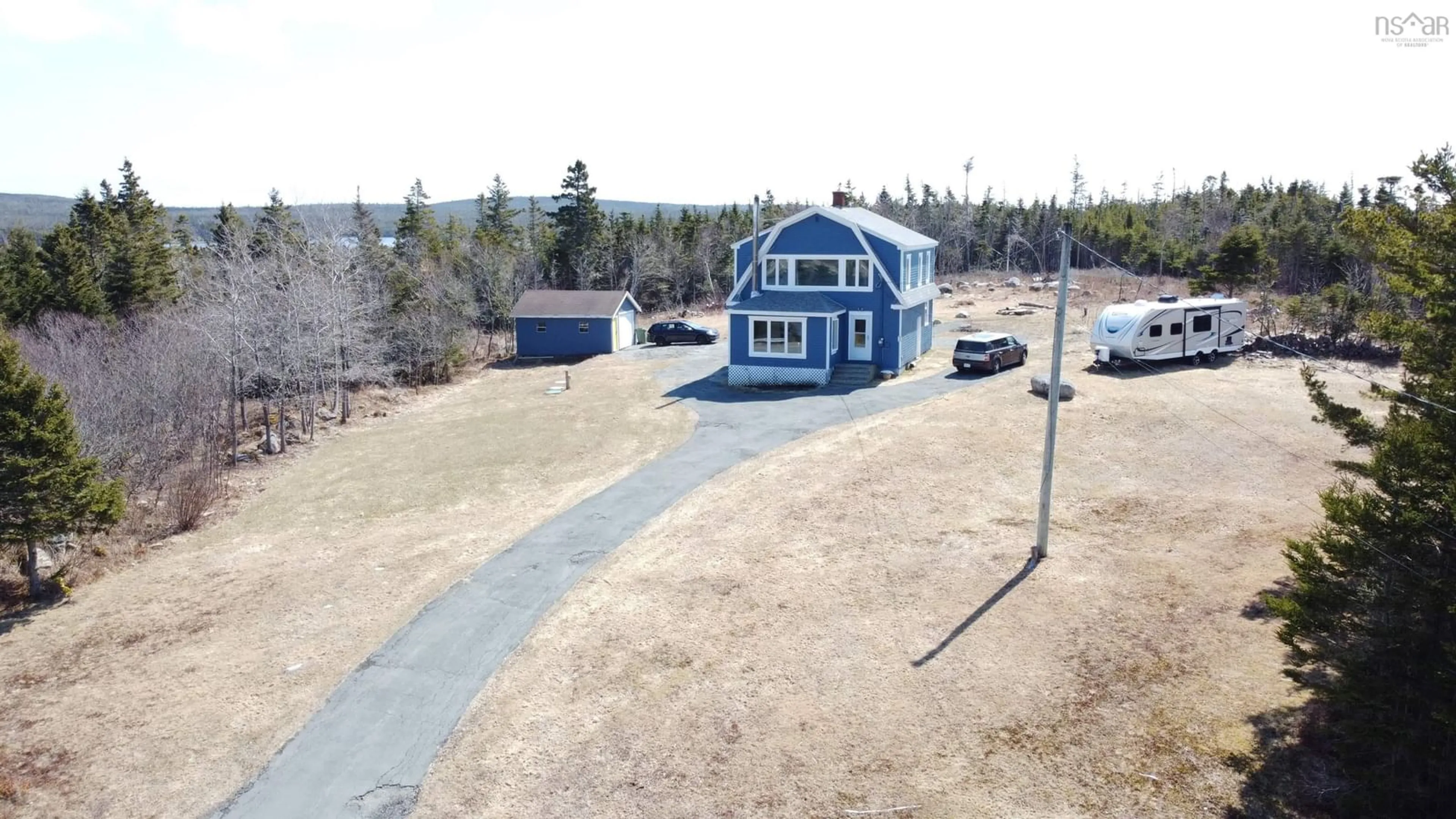 A pic from outside/outdoor area/front of a property/back of a property/a pic from drone, unknown for 2351 Ostrea Lake Road  Pleasant Point Rd, Ostrea Lake Nova Scotia B0J 2L0