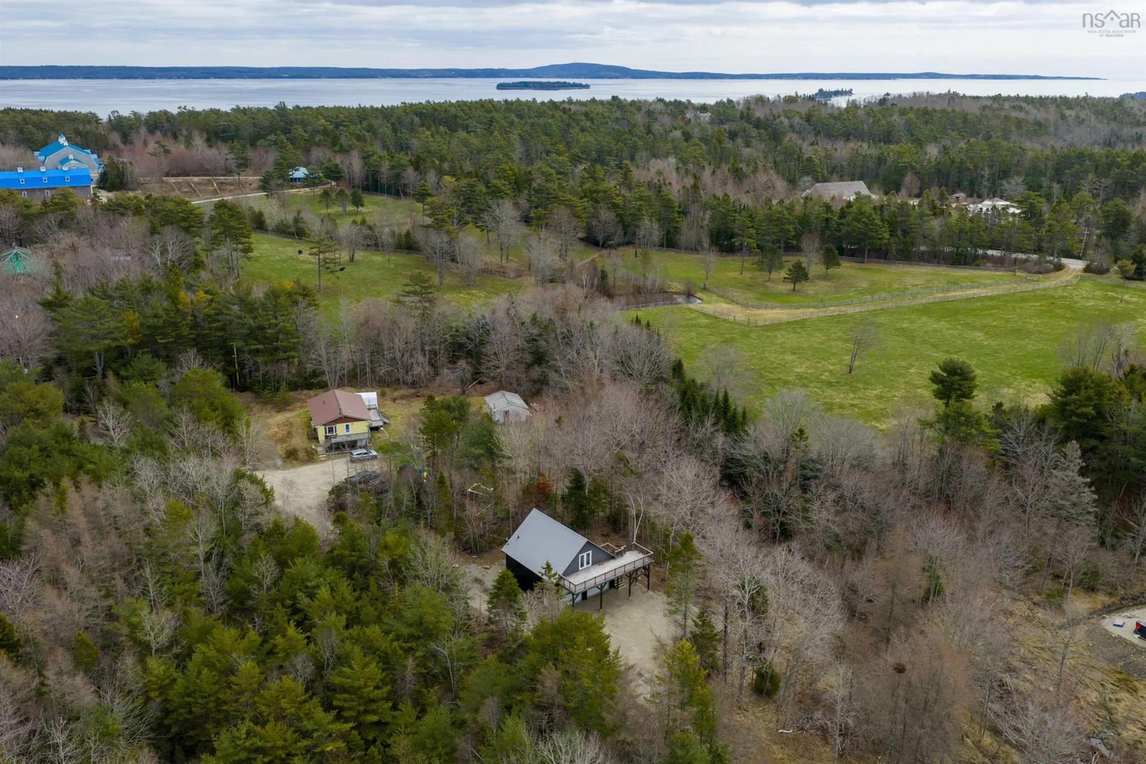 A pic from outside/outdoor area/front of a property/back of a property/a pic from drone, water/lake/river/ocean view for 27 Pig Loop Rd, Chester Nova Scotia B0J 1J0
