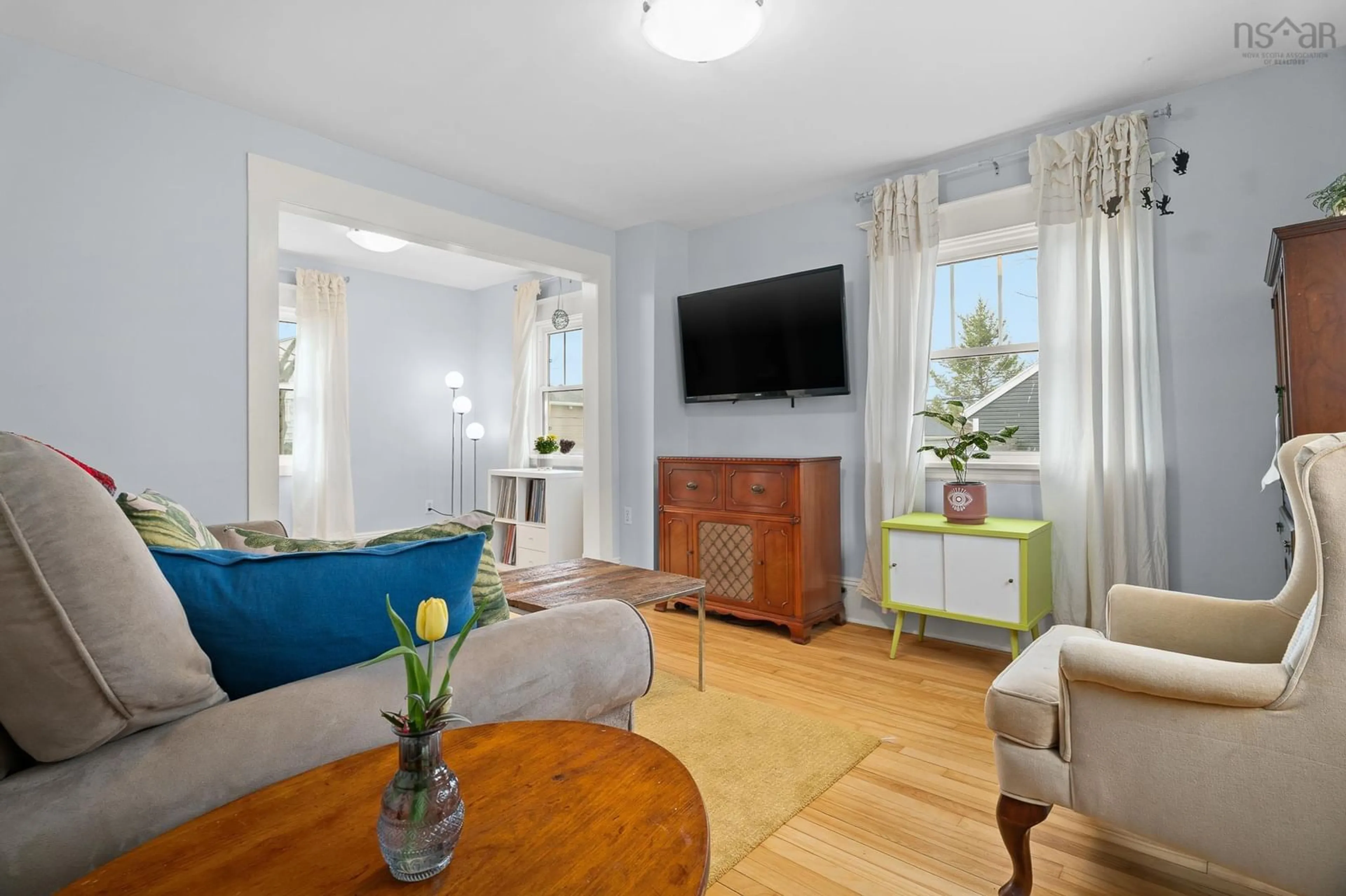 Living room with furniture, wood/laminate floor for 38 Jamieson St, Dartmouth Nova Scotia B3A 3C1