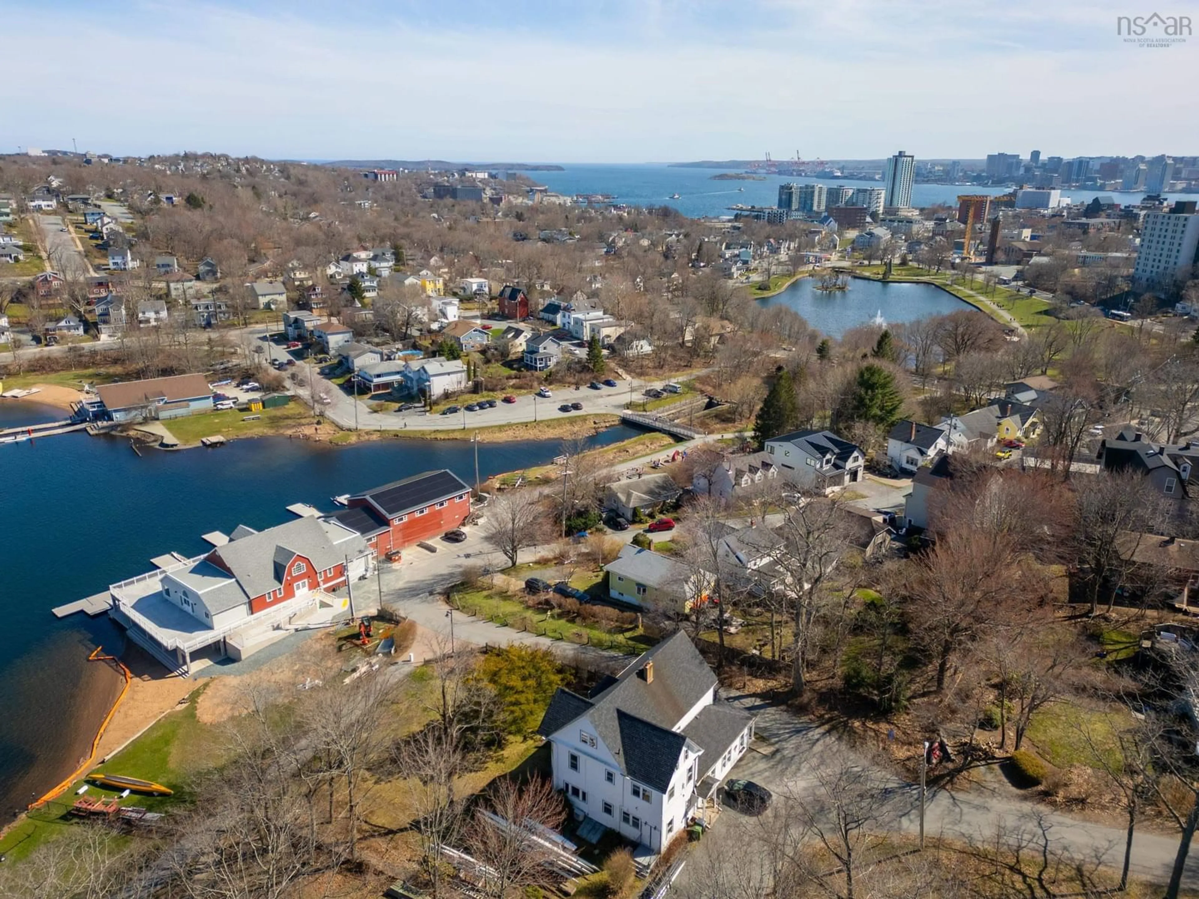 A pic from outside/outdoor area/front of a property/back of a property/a pic from drone, water/lake/river/ocean view for 12 Banook Ave, Dartmouth Nova Scotia B3A 2L4