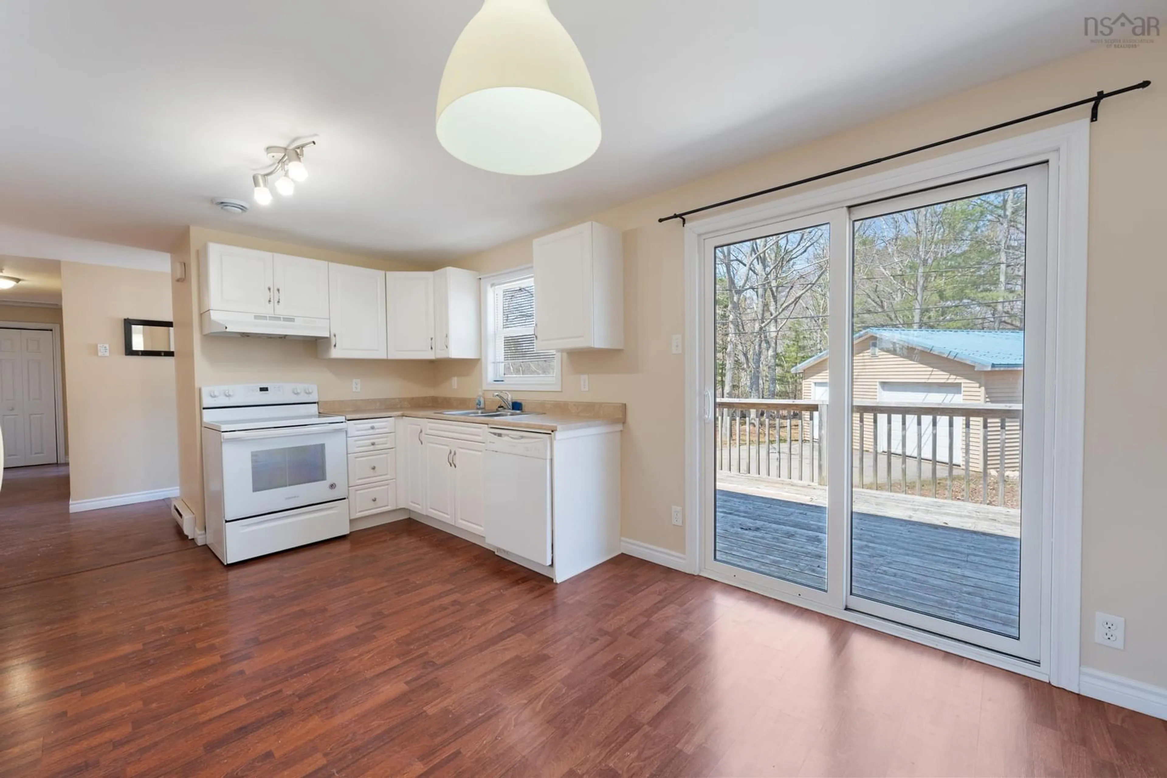 Open concept kitchen, wood/laminate floor for 1 Pinecrest Dr, Middleton Nova Scotia B0S 1P0