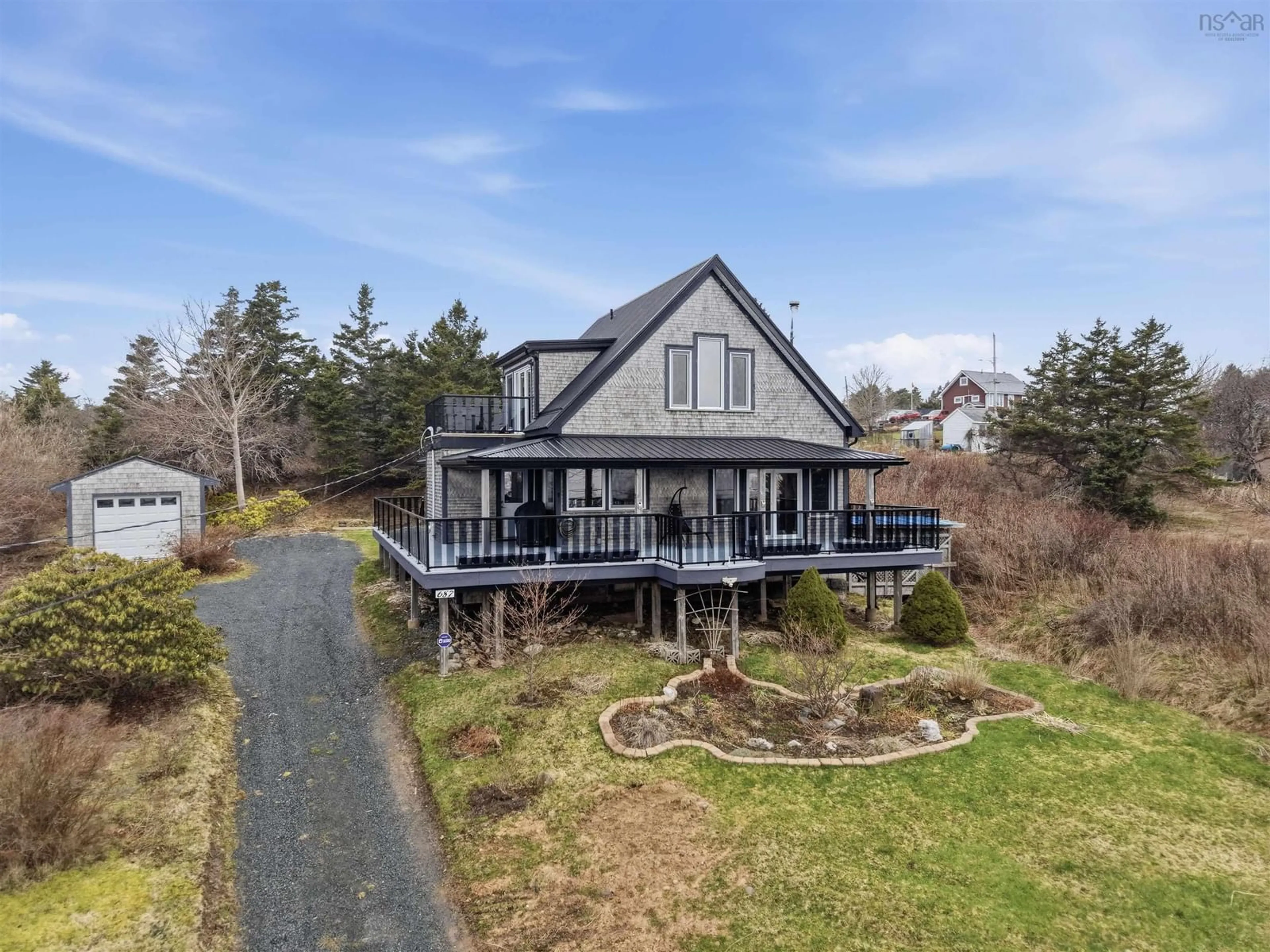 A pic from outside/outdoor area/front of a property/back of a property/a pic from drone, water/lake/river/ocean view for 687 Ketch Harbour Rd, Portuguese Cove Nova Scotia B3V 1K2