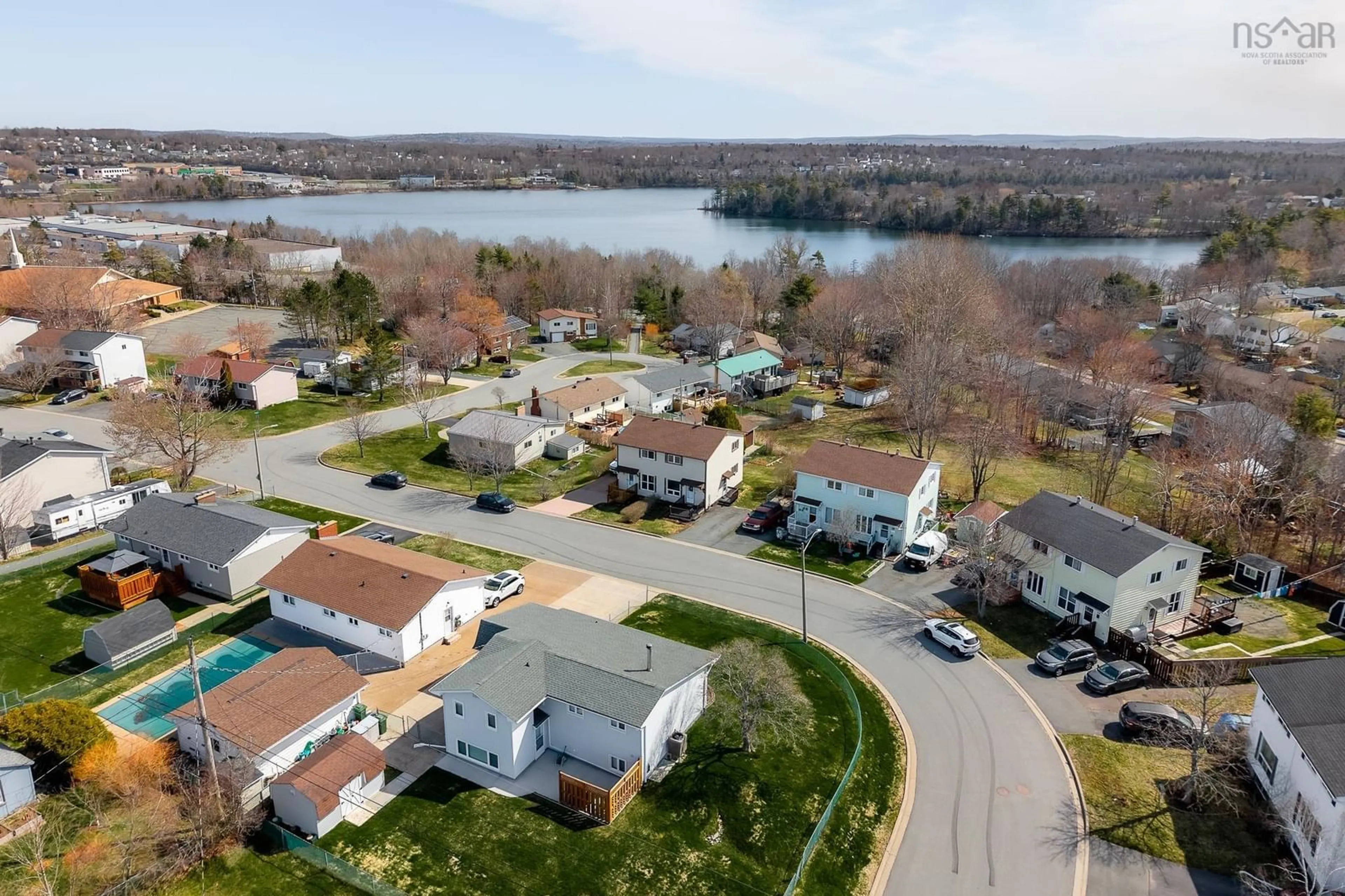 A pic from outside/outdoor area/front of a property/back of a property/a pic from drone, water/lake/river/ocean view for 23 Tillock Drive Dr, Lower Sackville Nova Scotia B4C 1K6