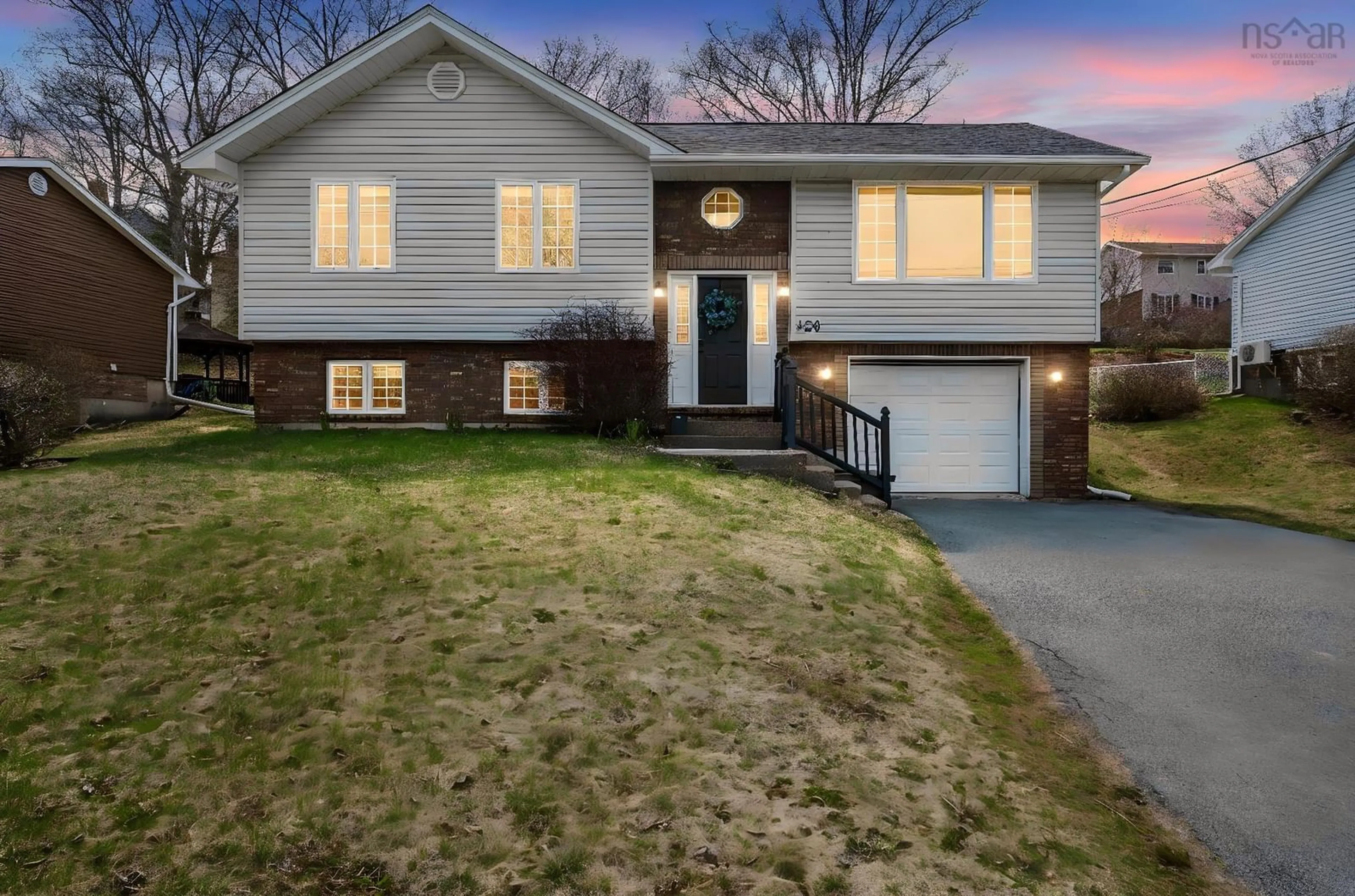 Home with vinyl exterior material, street for 438 Colby Dr, Dartmouth Nova Scotia B2V 2K6