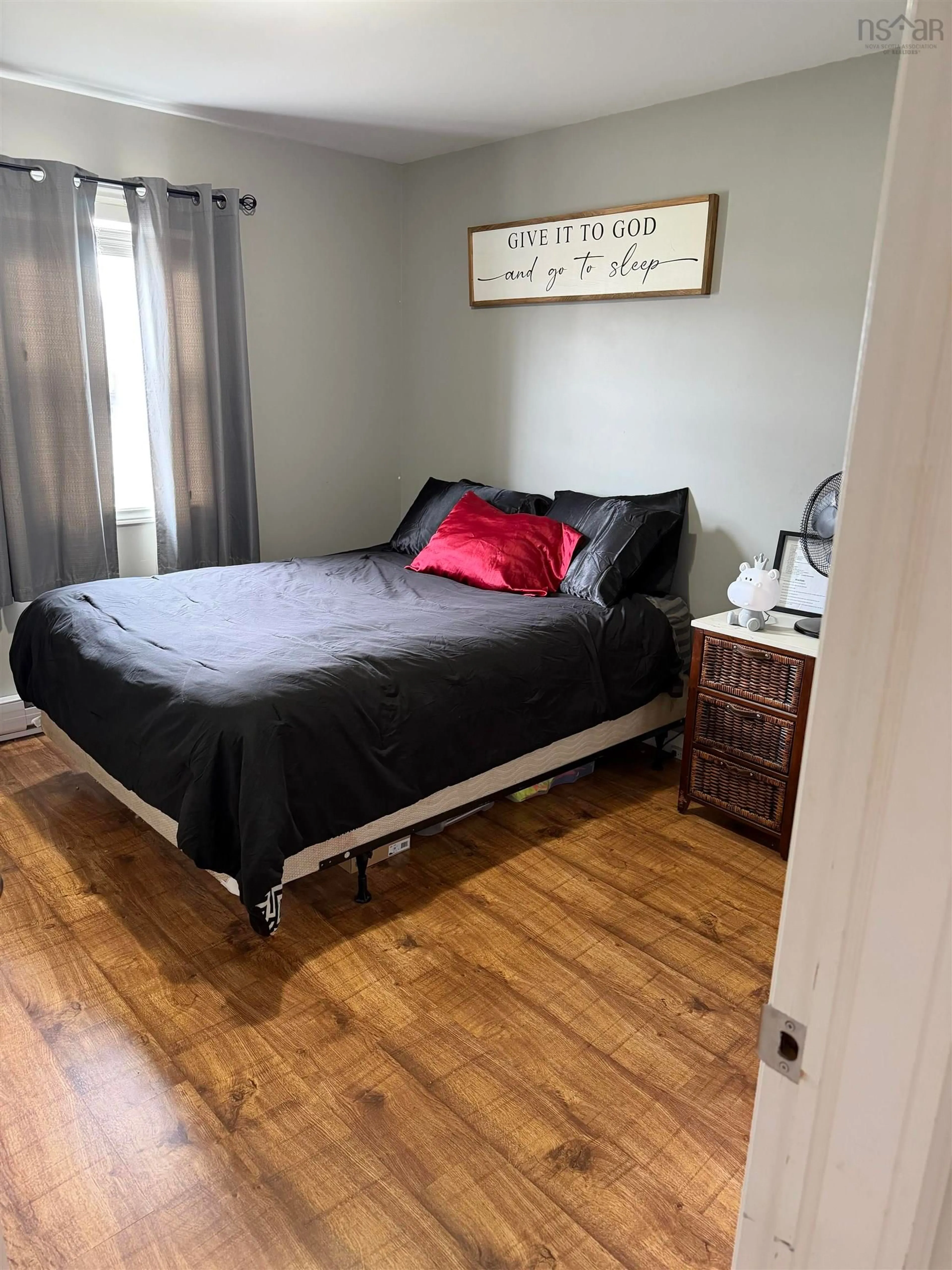 Bedroom with bed, wood/laminate floor for 58 Keating Court, Antigonish Nova Scotia B2G 0A3