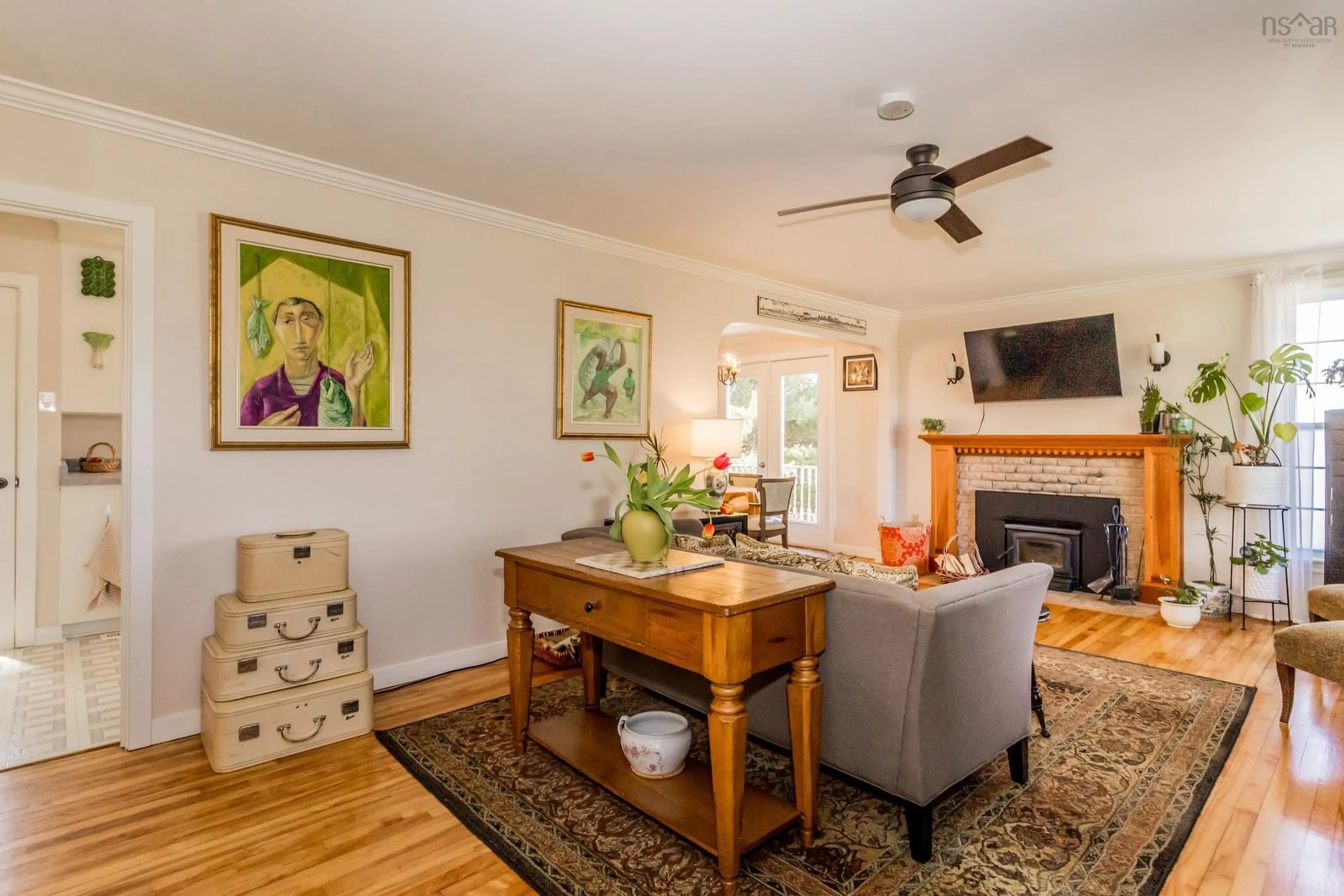 Living room with furniture, wood/laminate floor for 3596 Clementsvale Rd, Clementsvale Nova Scotia B0S 1G0