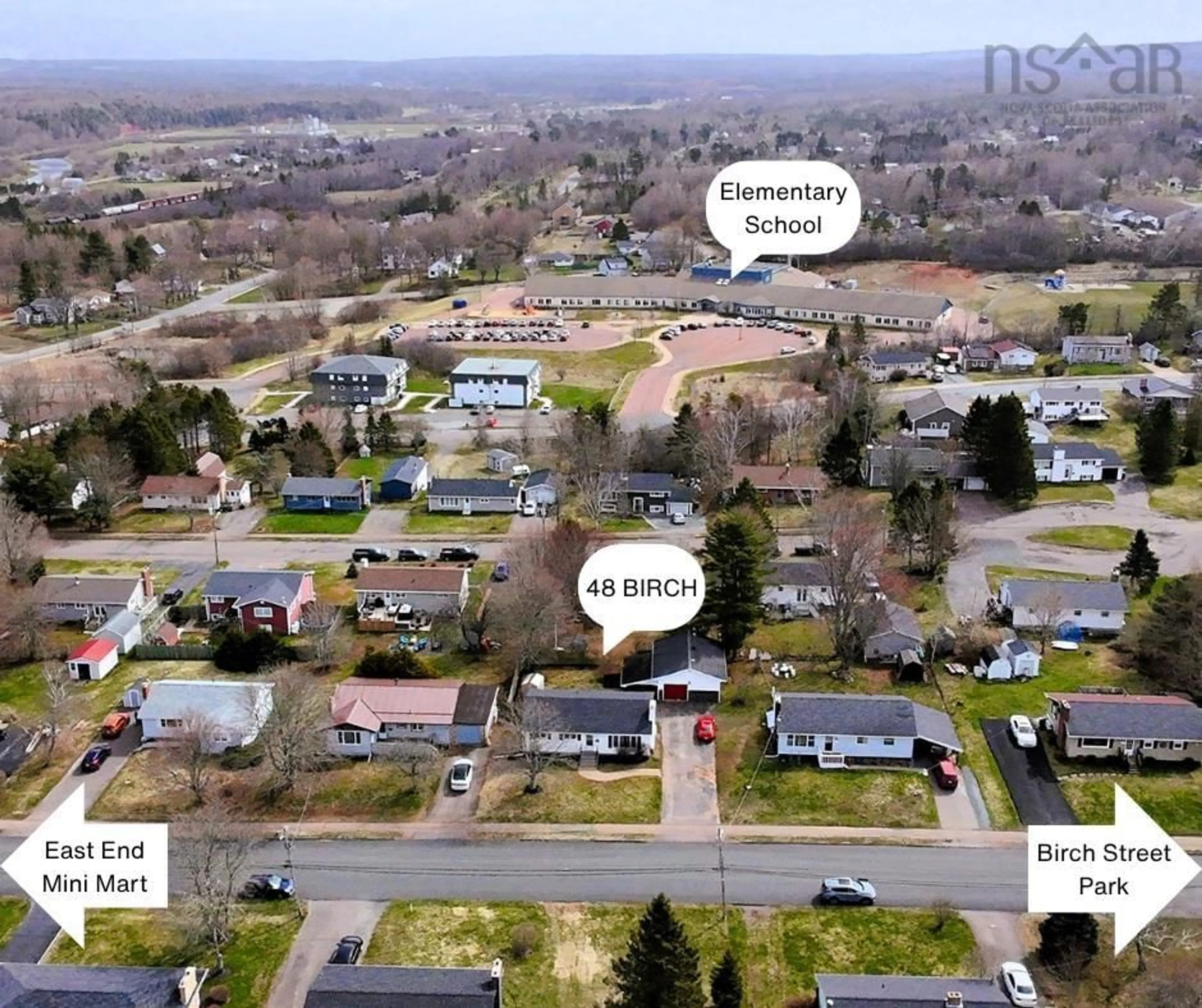 A pic from outside/outdoor area/front of a property/back of a property/a pic from drone, street for 48 Birch Street, Salmon River Nova Scotia B2N 4X2