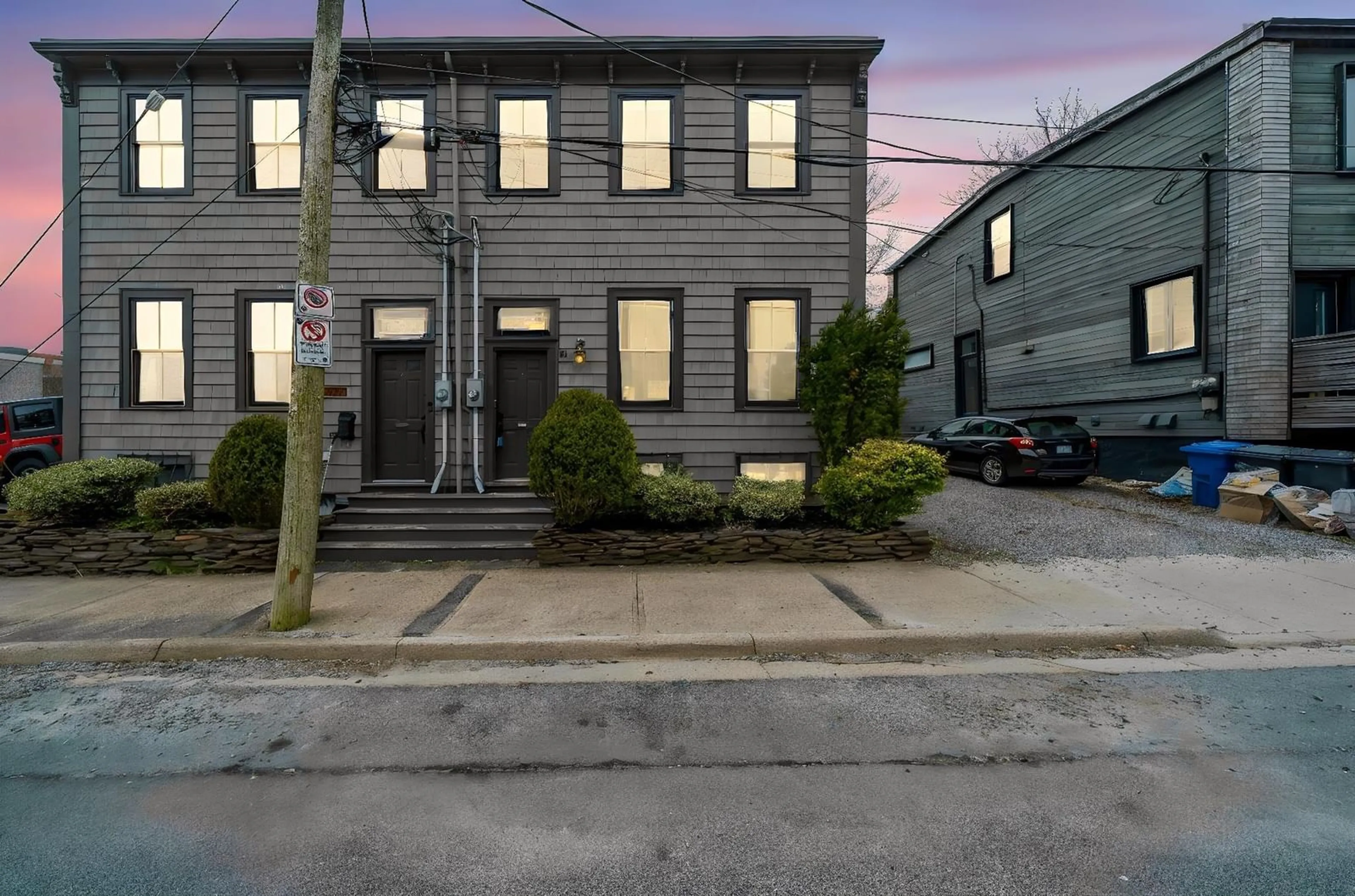 A pic from outside/outdoor area/front of a property/back of a property/a pic from drone, street for 2446 James St, Halifax Nova Scotia B3K 3W7