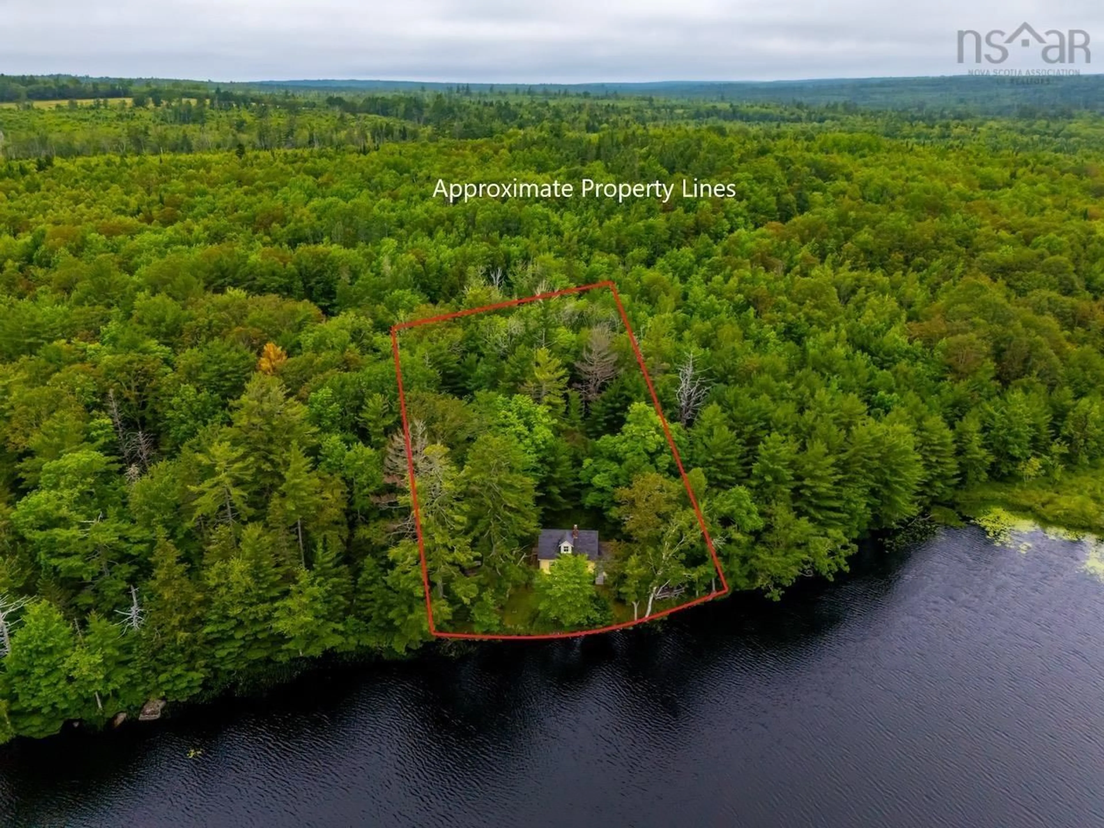 A pic from outside/outdoor area/front of a property/back of a property/a pic from drone, water/lake/river/ocean view for 112 Thomas Lake Rd, Milford Nova Scotia B0S 1A0