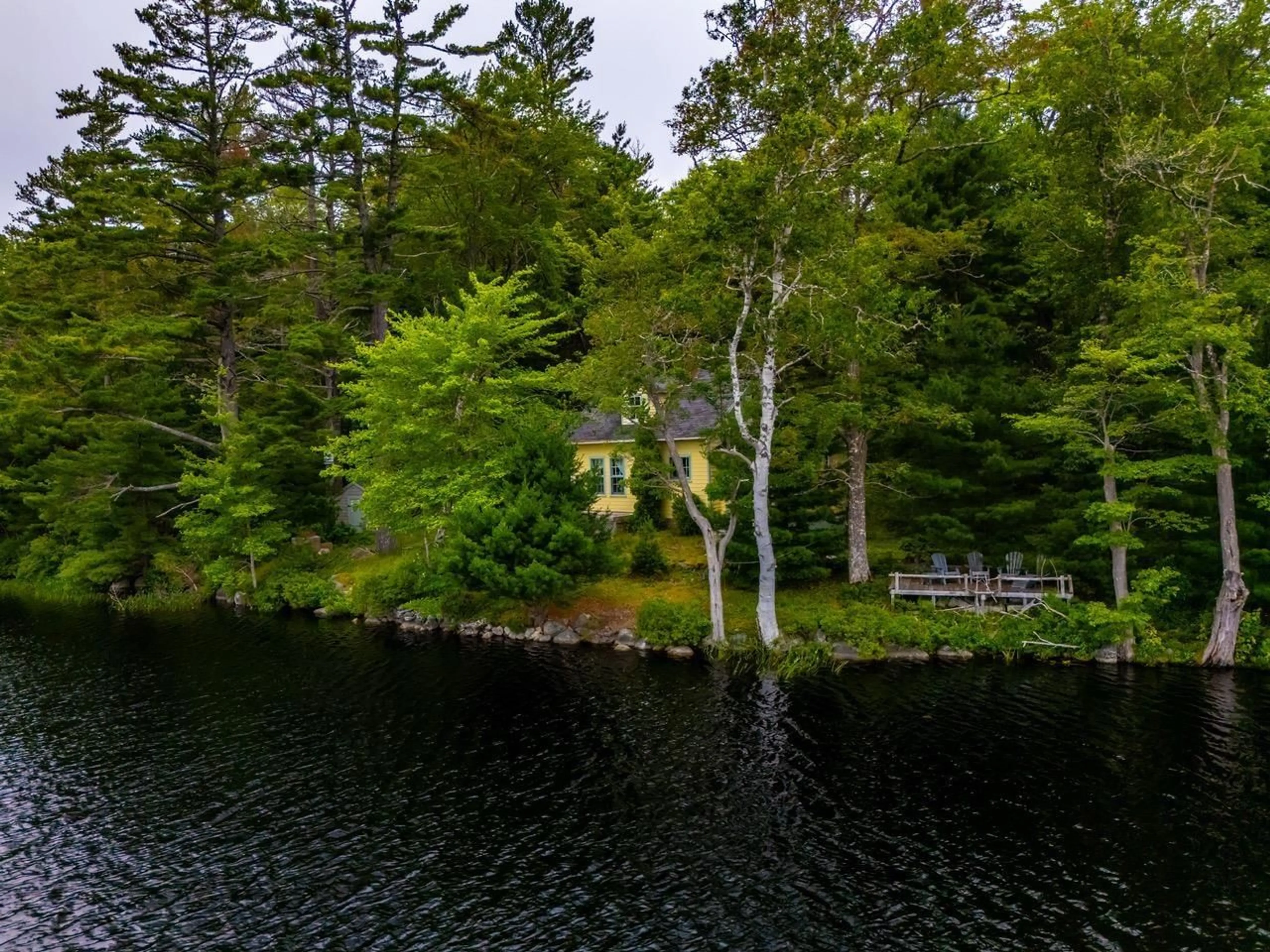 A pic from outside/outdoor area/front of a property/back of a property/a pic from drone, water/lake/river/ocean view for 112 Thomas Lake Rd, Milford Nova Scotia B0S 1A0