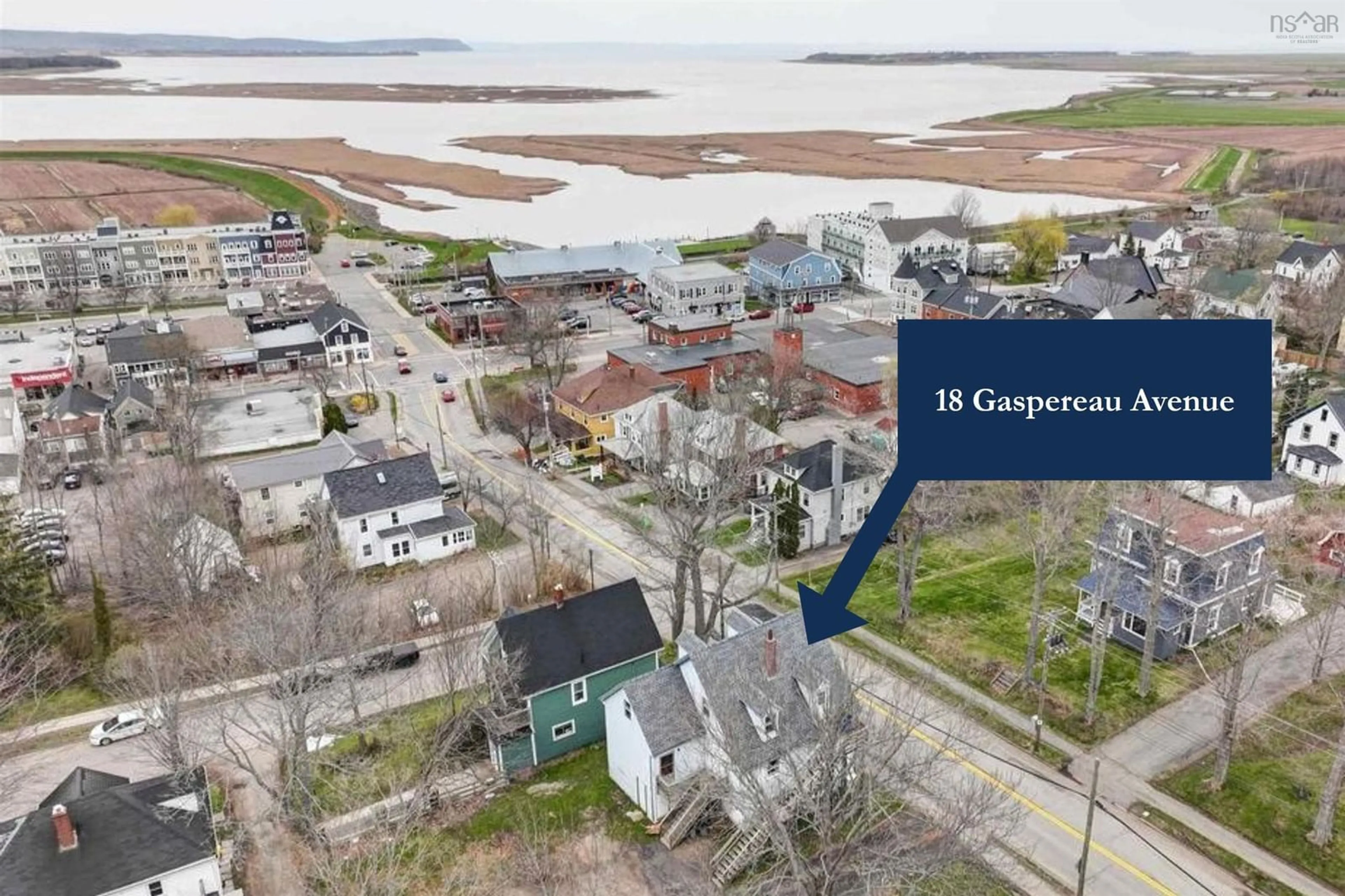 A pic from outside/outdoor area/front of a property/back of a property/a pic from drone, water/lake/river/ocean view for 18 Gaspereau Avenue, Wolfville Nova Scotia B4P 2C4
