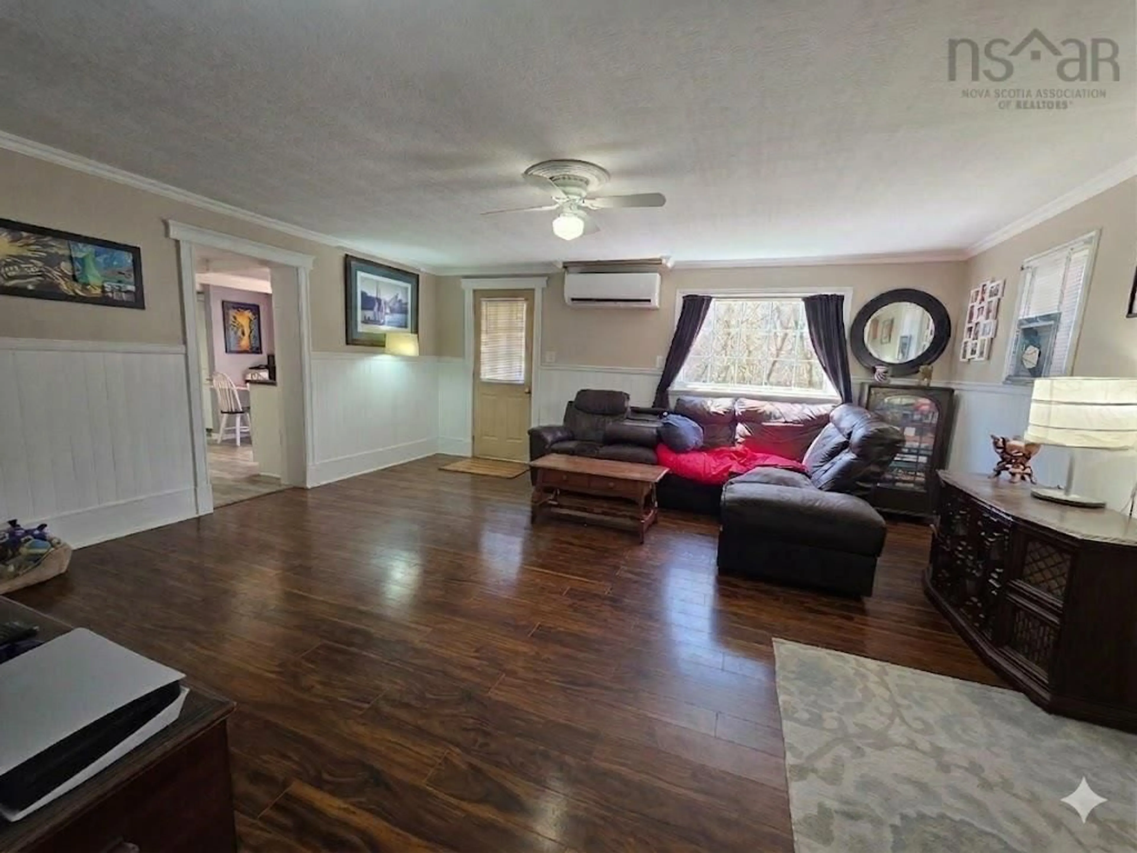 Living room with furniture, wood/laminate floor for 21 Ball Park Rd, St. Croix Nova Scotia B0N 2E0