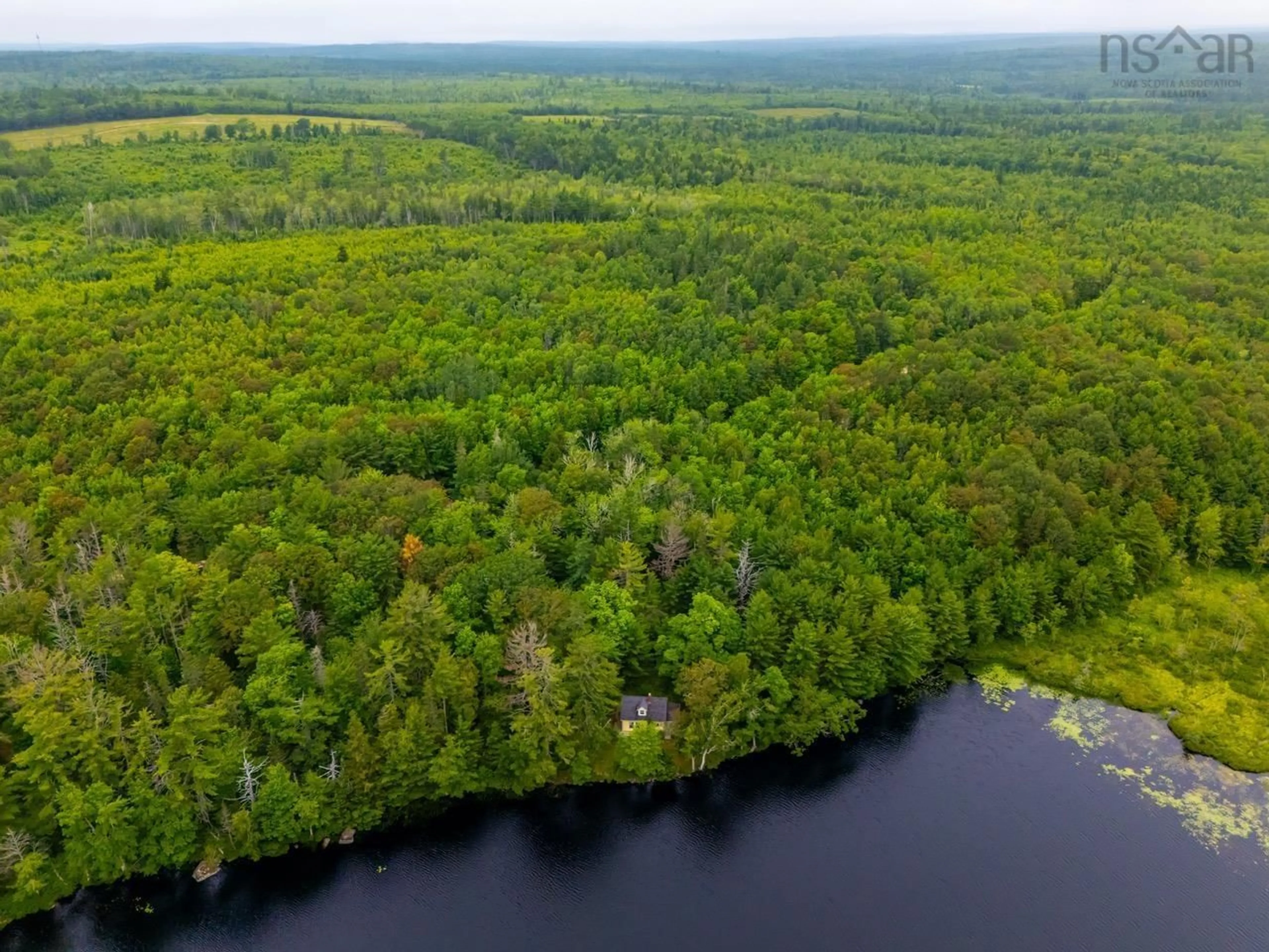 A pic from outside/outdoor area/front of a property/back of a property/a pic from drone, water/lake/river/ocean view for 112 Thomas Lake Rd, Milford Nova Scotia B0S 1A0