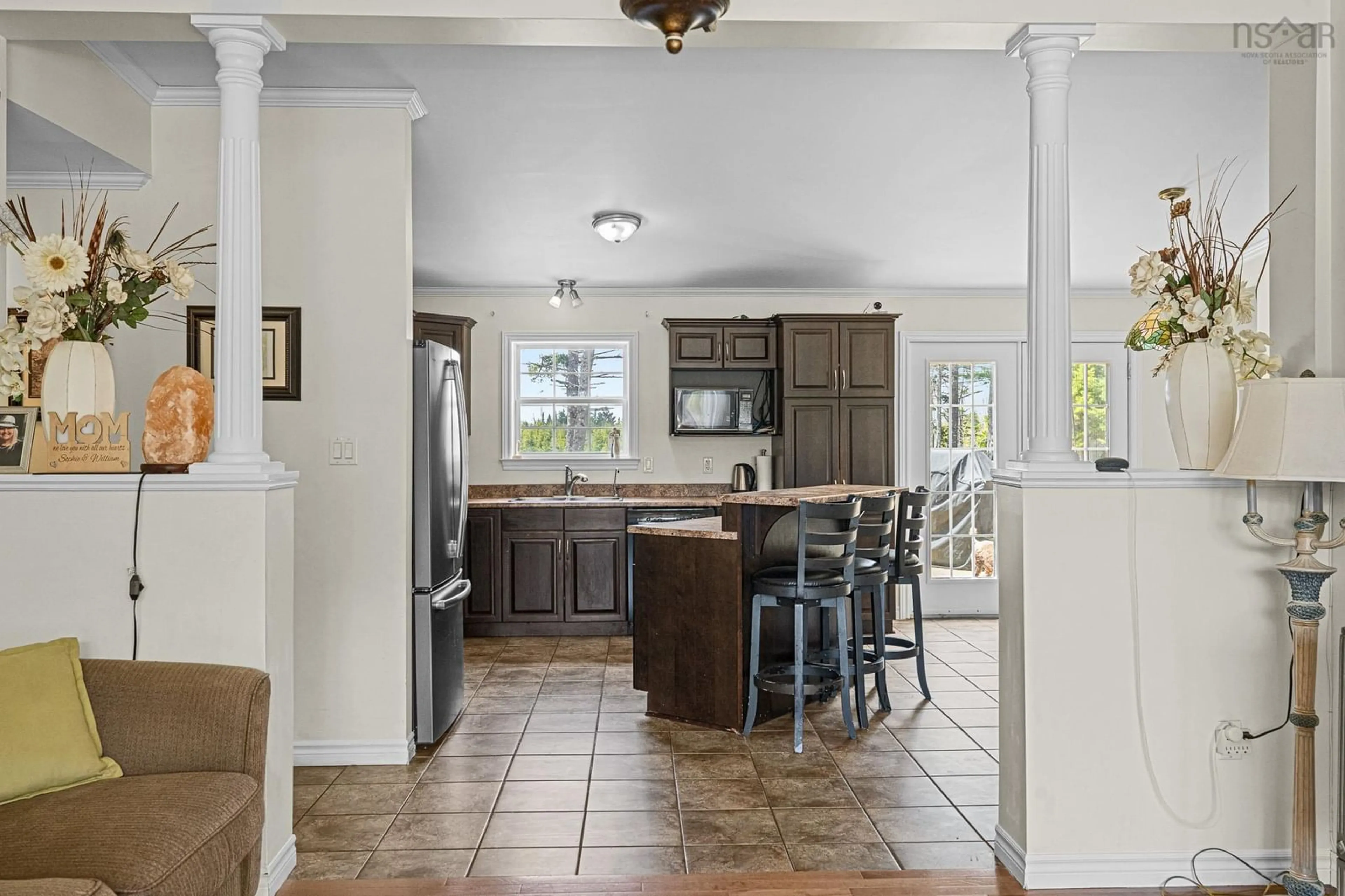 Open concept kitchen, ceramic/tile floor for 574 Dawson Rd, Ellershouse Nova Scotia B0N 1L0