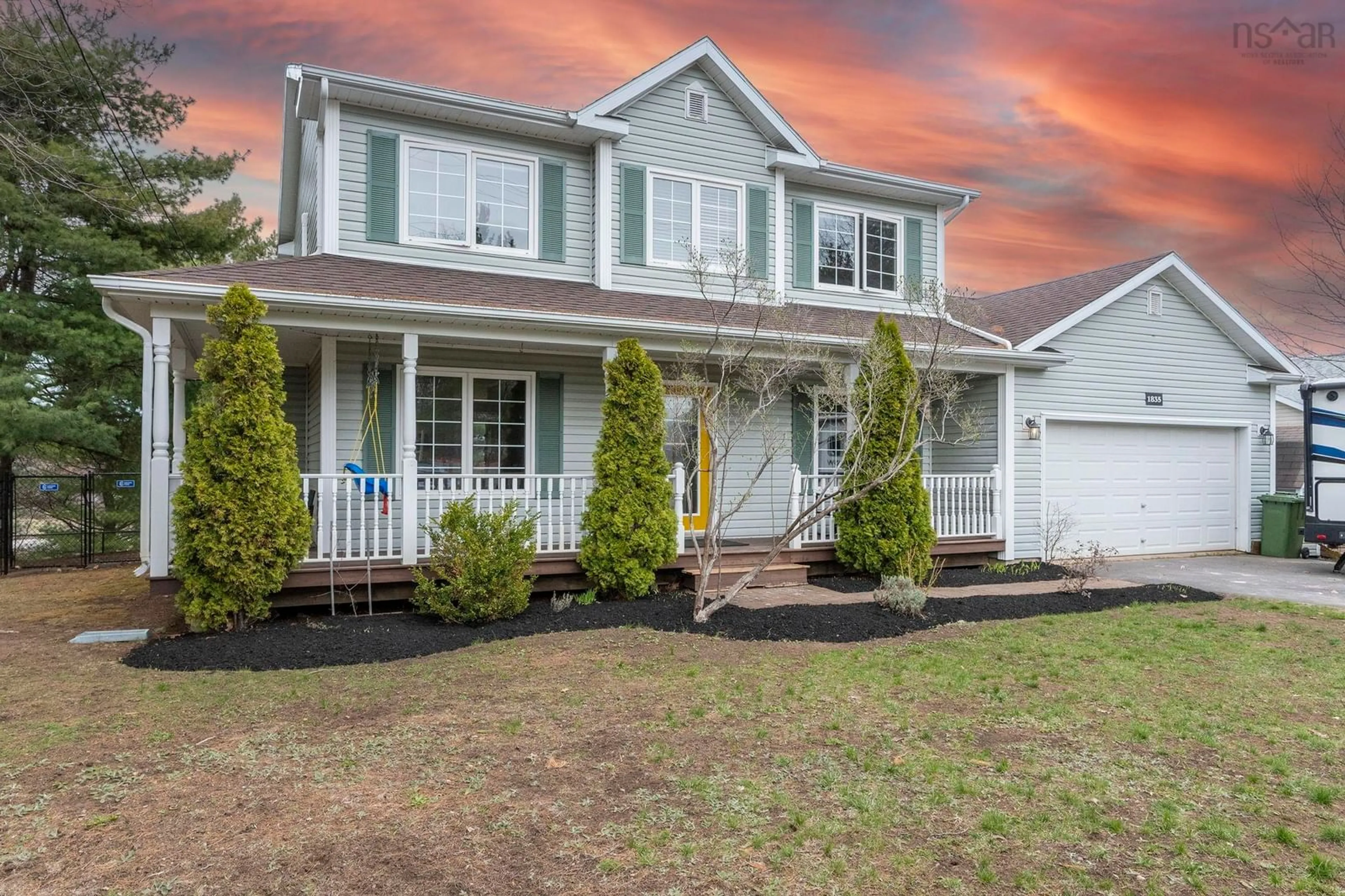 Home with vinyl exterior material, street for 1835 Acadia Dr, Kingston Nova Scotia B0P 1R0